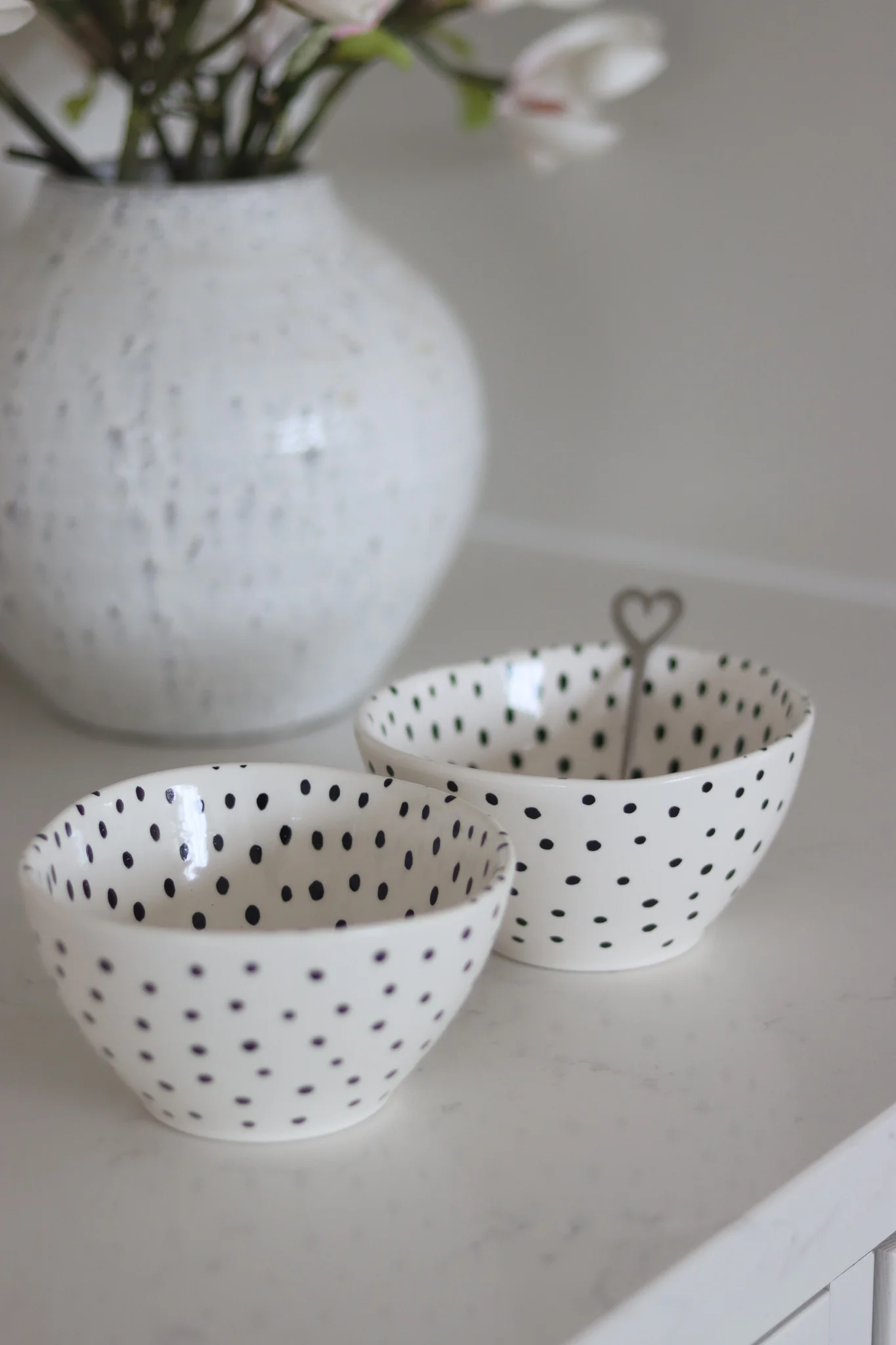 Irregular Ceramic Bowl Set – 2 Piece – Close Dots - Image 2