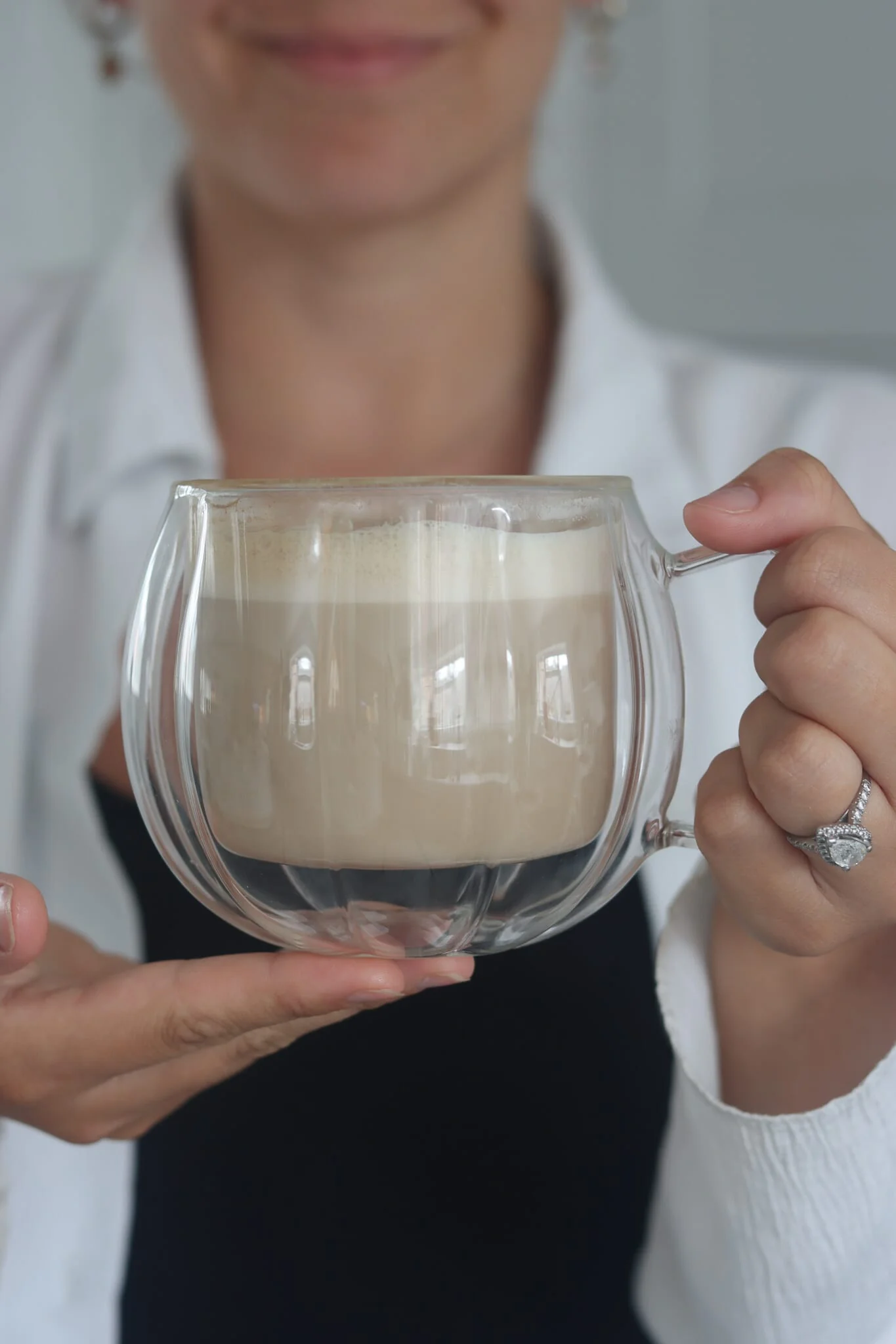 Large Double Wall Glass Pumpkin Mug