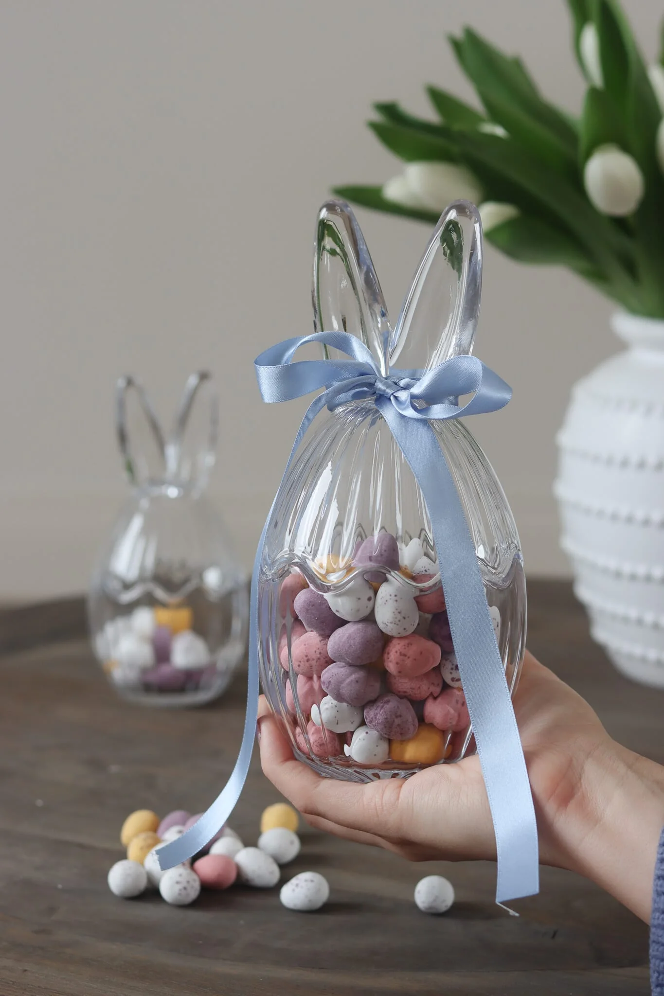 Large Glass Bunny Jar - Fluted - Image 4