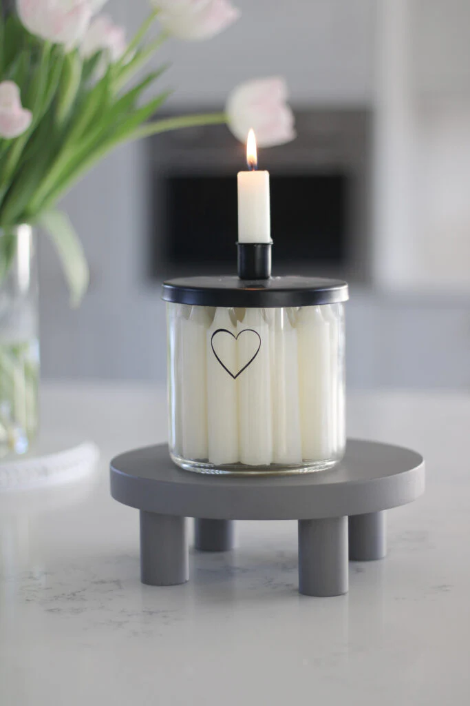 Large Glass Candle Holder - Black/Single Heart - Image 5