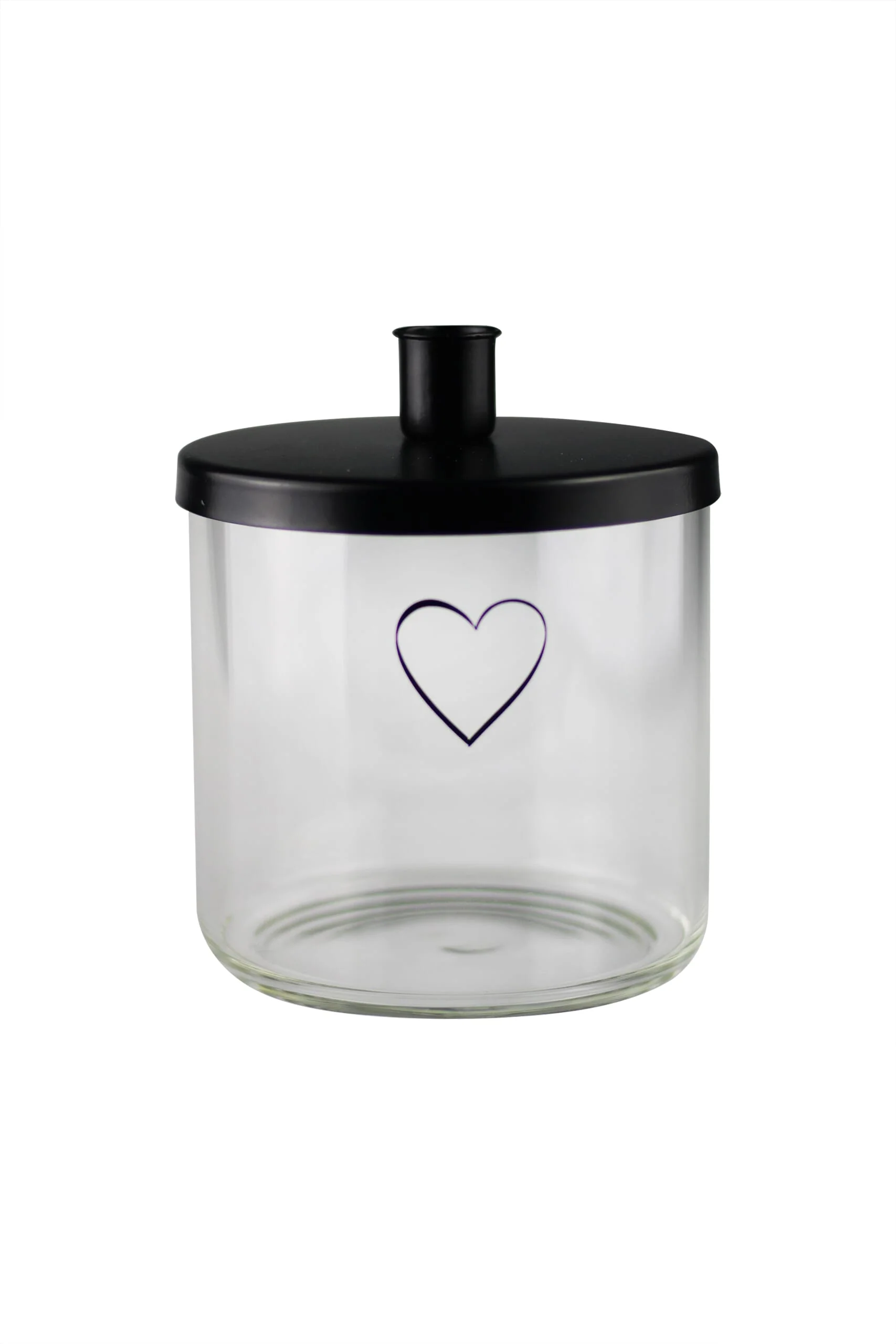 Large Glass Candle Holder - Black/Single Heart - Image 6