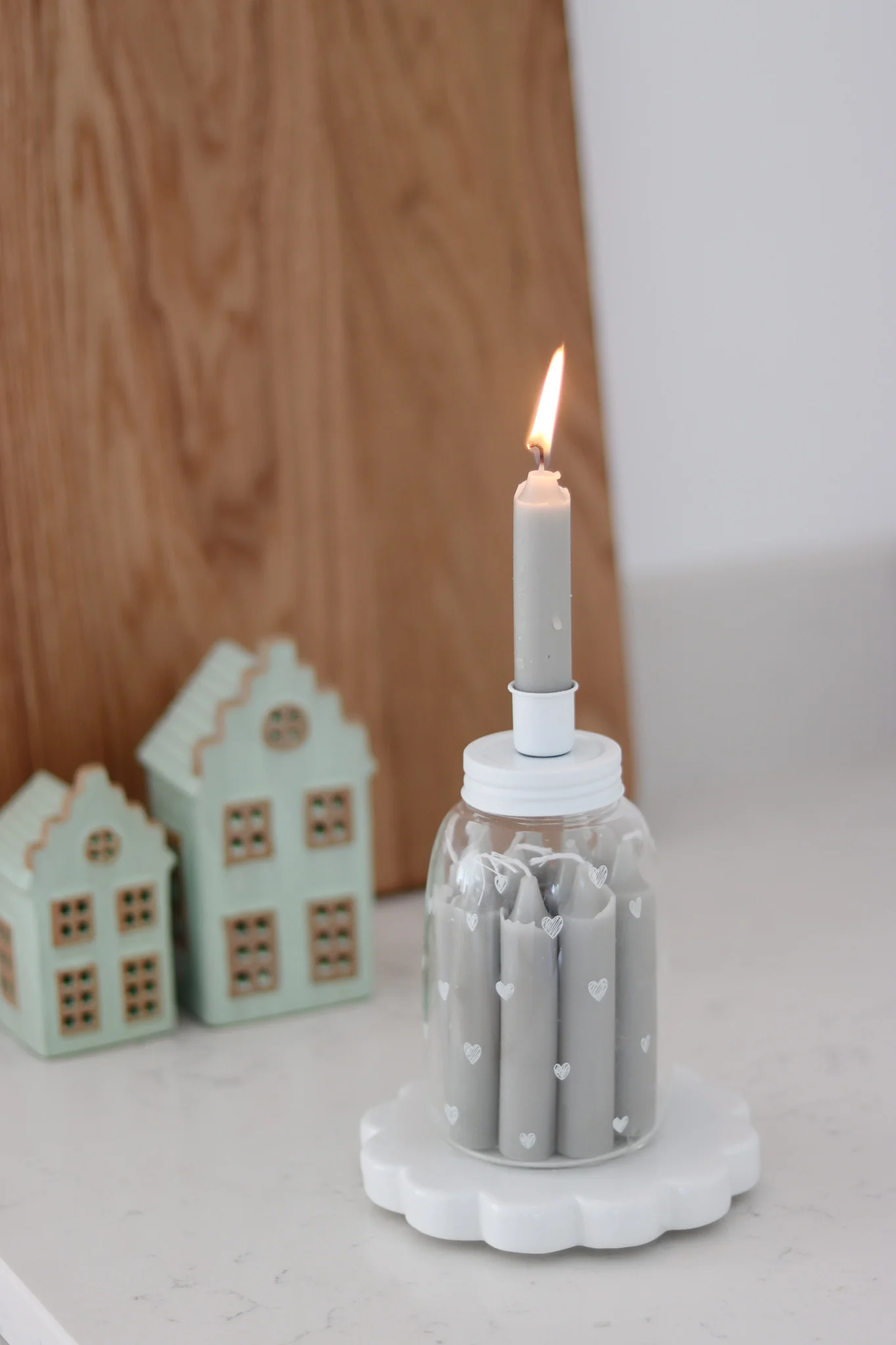 Tall Glass Candle Holder - Multi Heart - Image 2