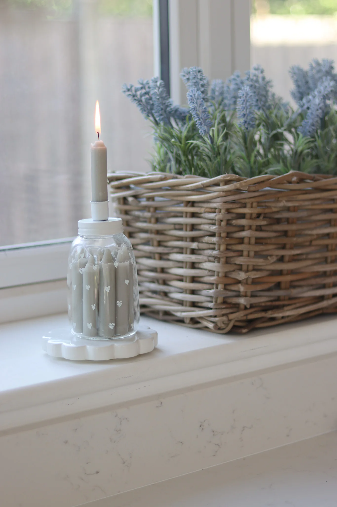 Tall Glass Candle Holder - Multi Heart - Image 3