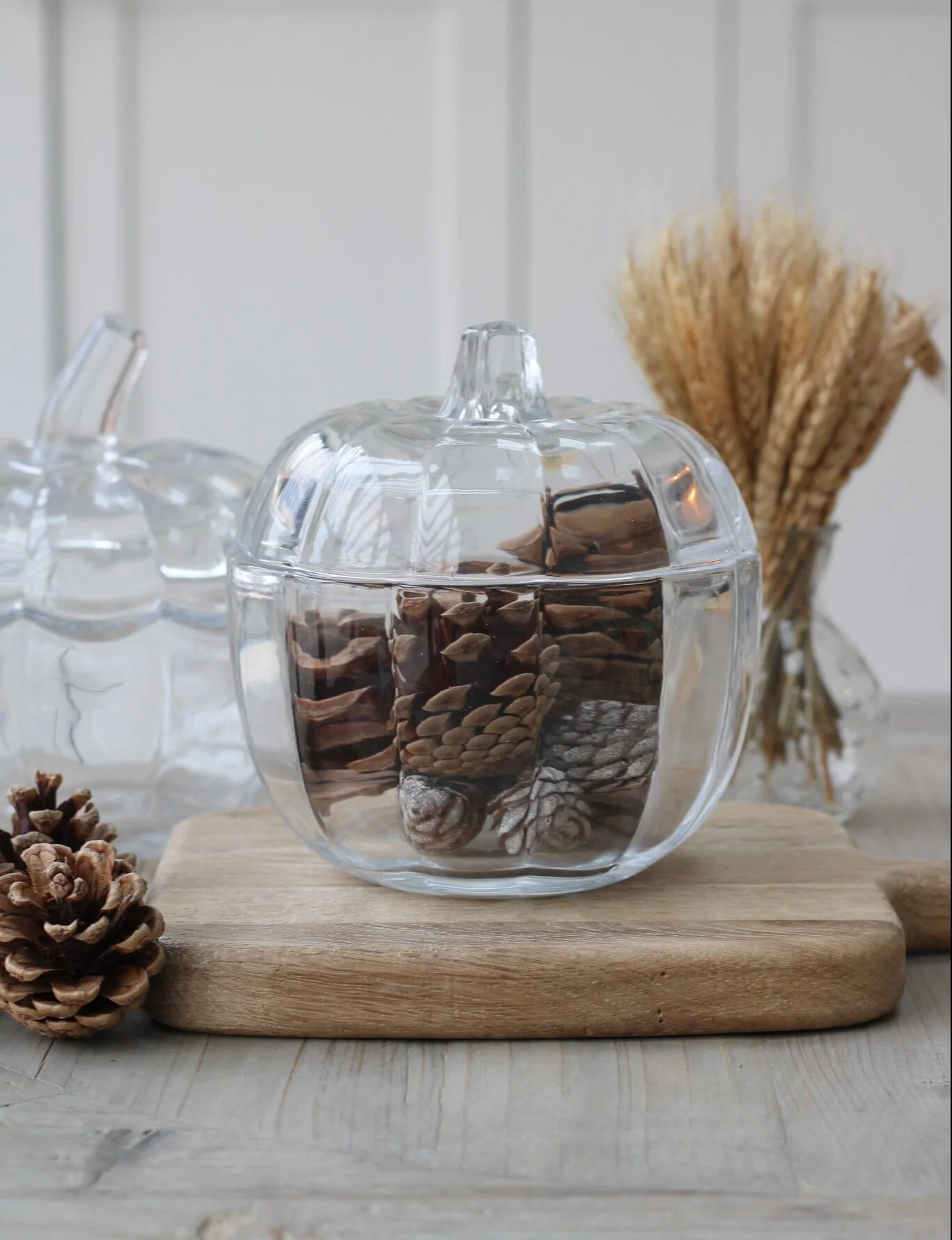 Large Glass Lidded Pumpkin - Straight stalk Bundle