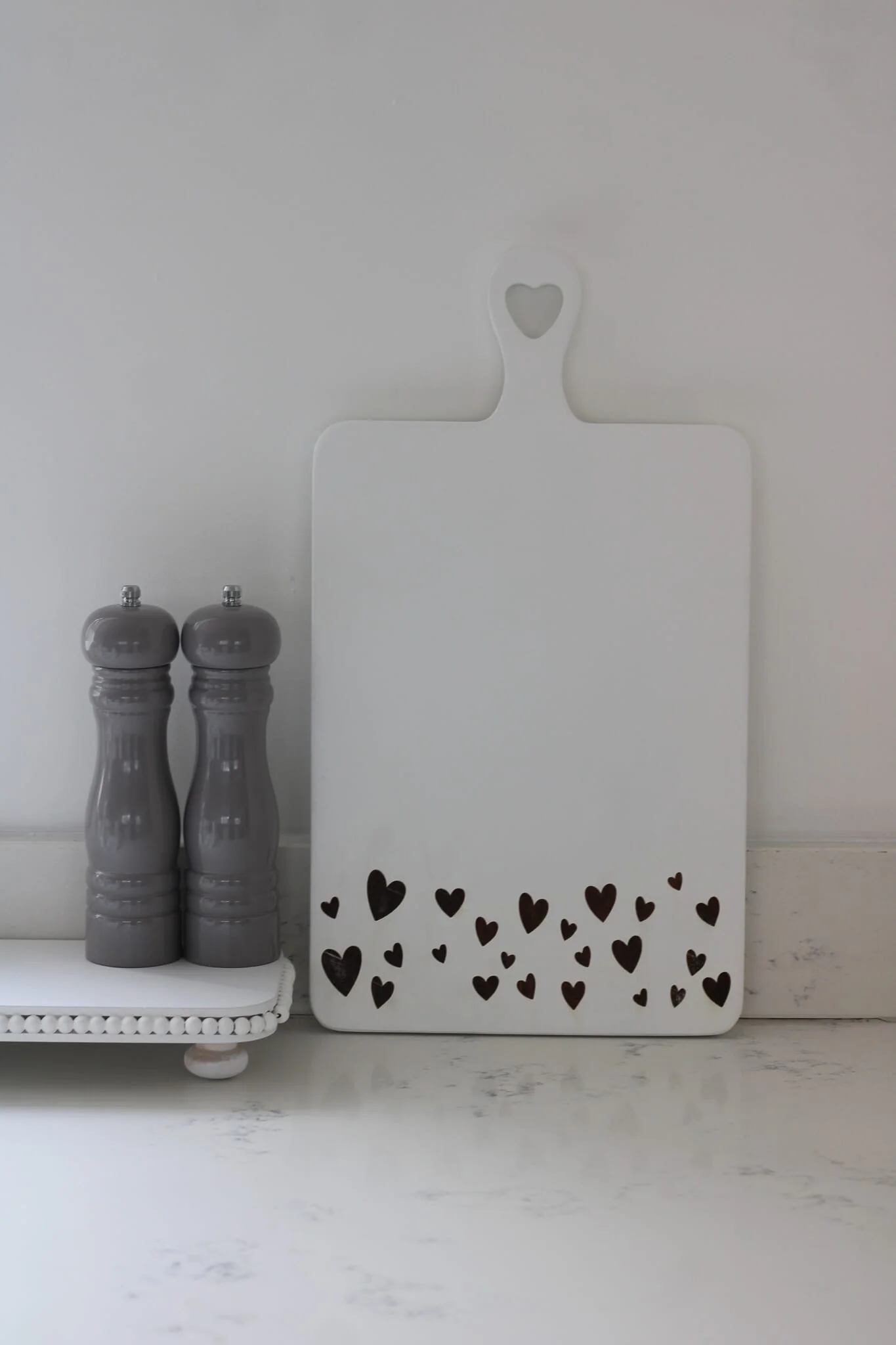 Engraved Heart Wooden Chopping Board-White Large