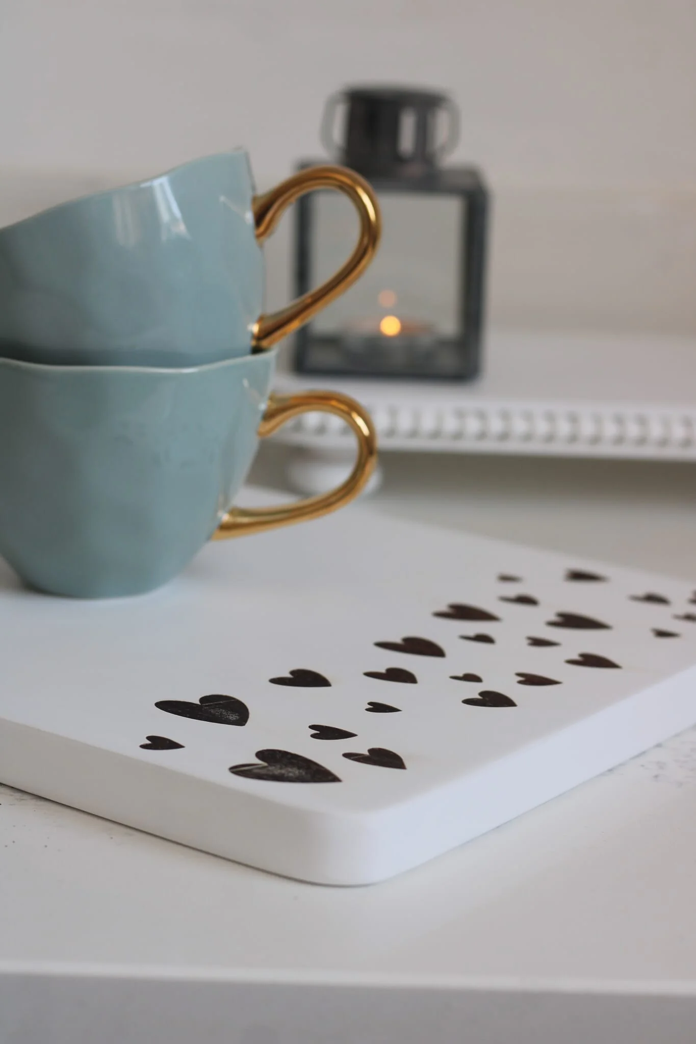 Engraved Heart Wooden Chopping Board-White Large - Image 4