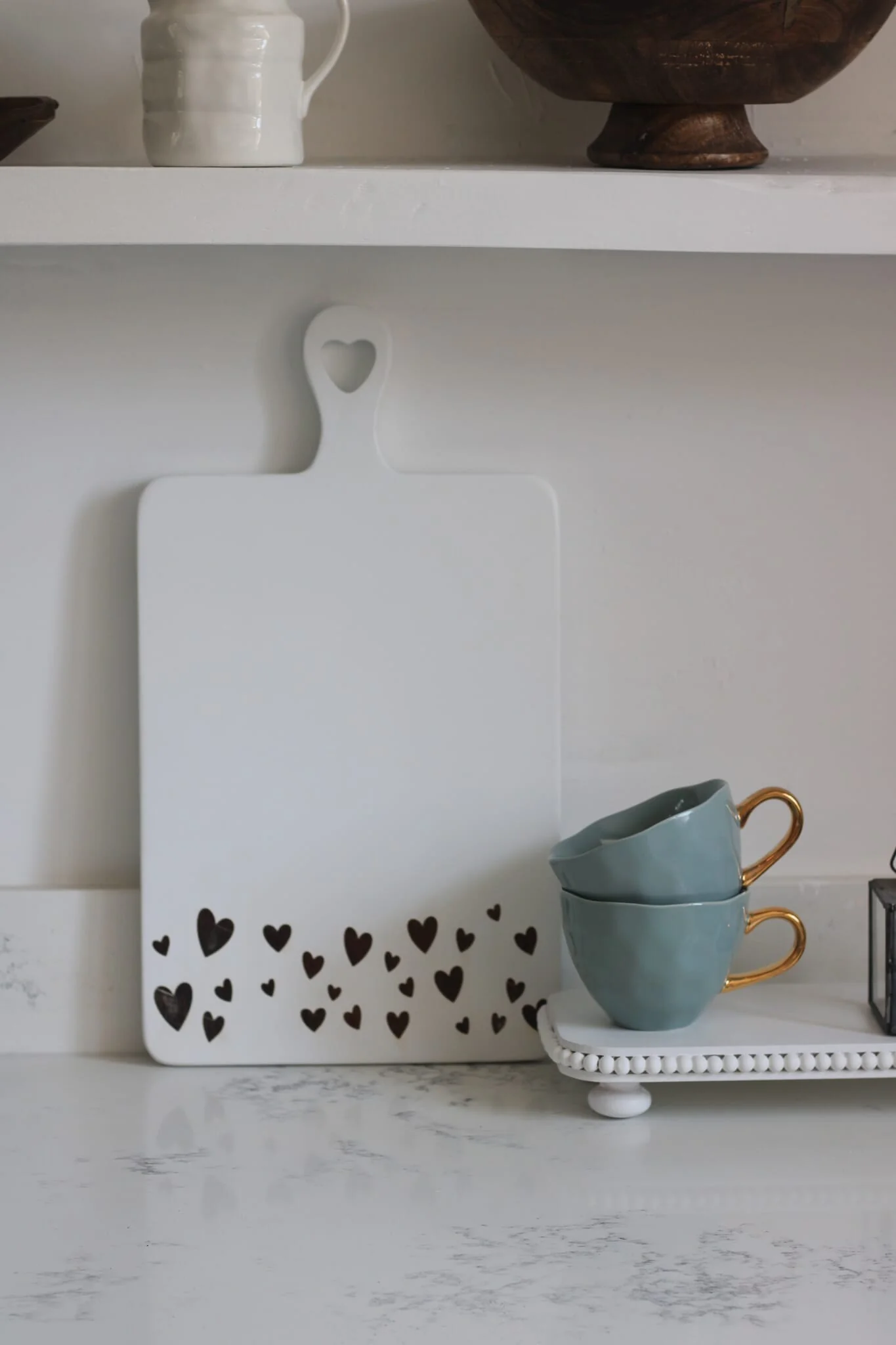 Engraved Heart Wooden Chopping Board-White Large - Image 6