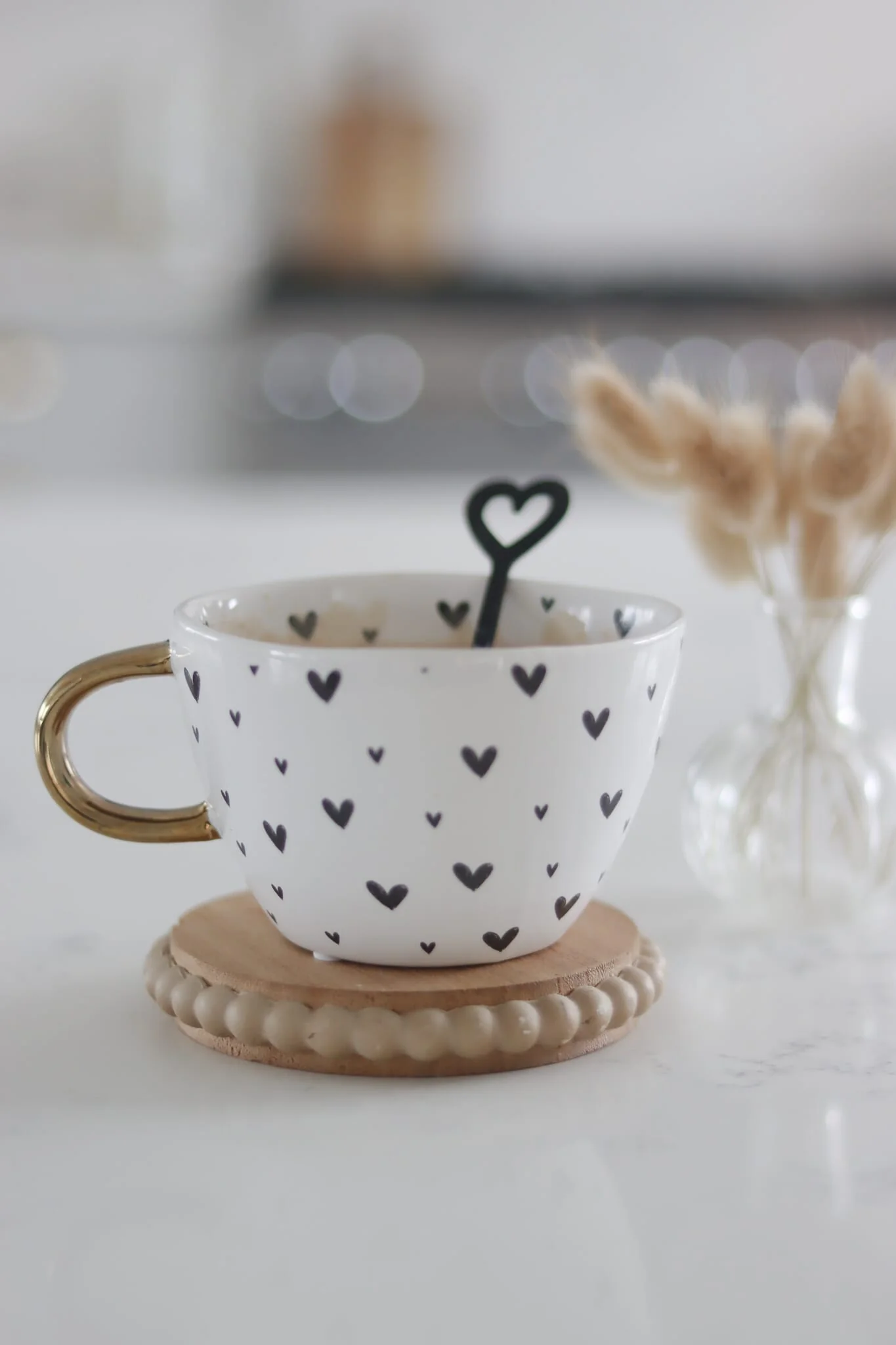 Irregular Ceramic Mug- Small Black MultiHearts - Image 3