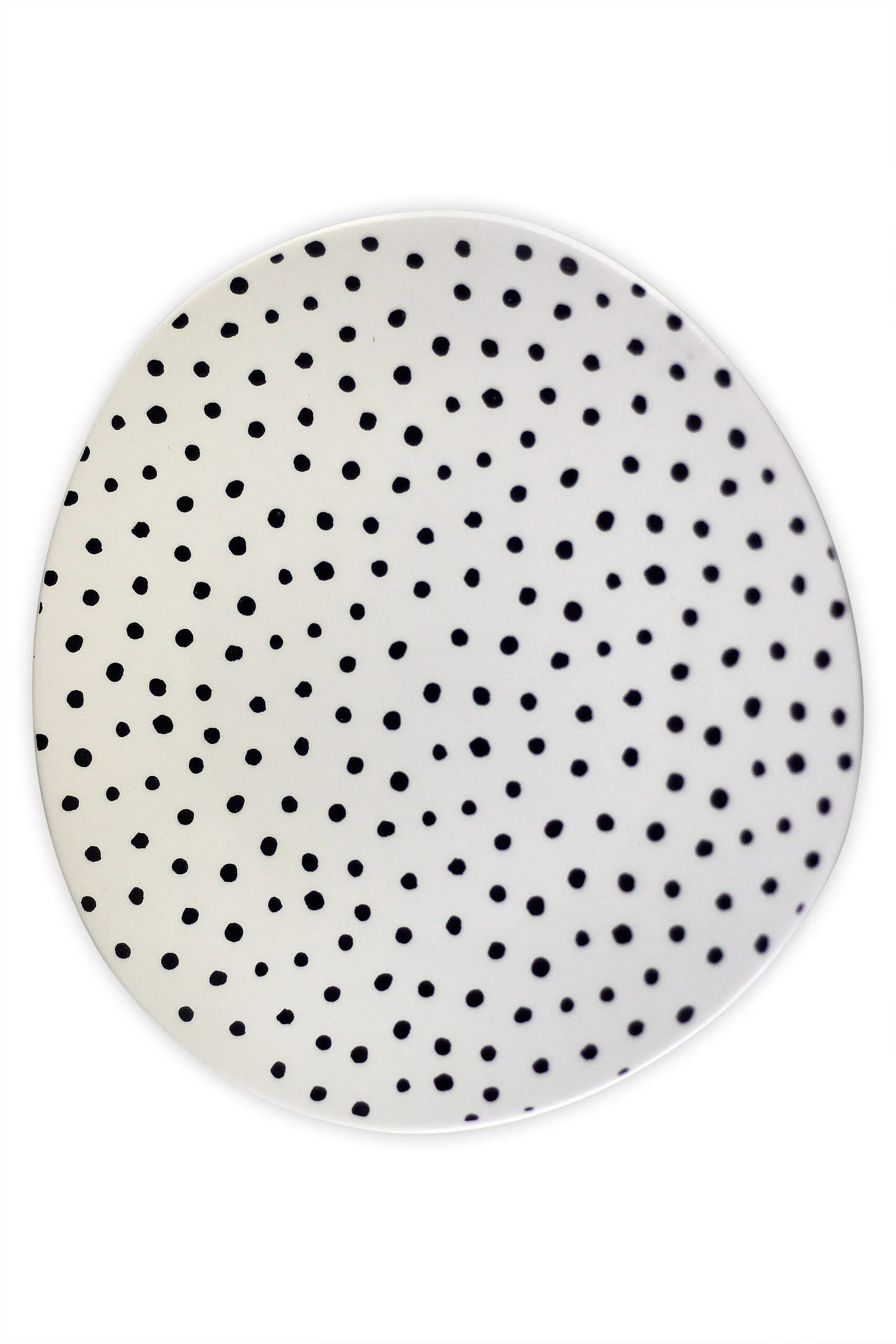Irregular Ceramic Plates - Black Dots 4pc Set