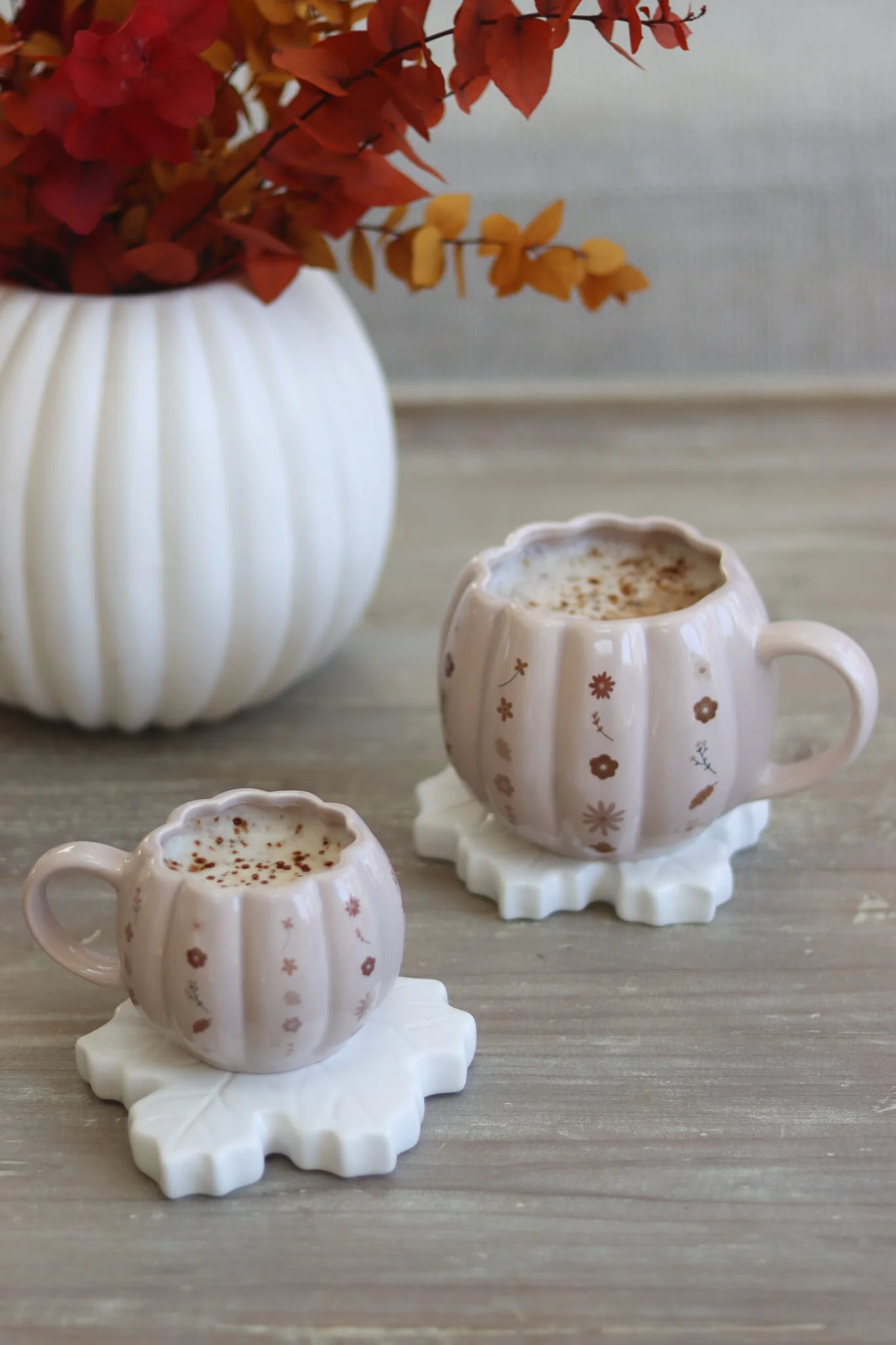 Large Pumpkin Mug - Autumn Floral Art 4 - Image 2