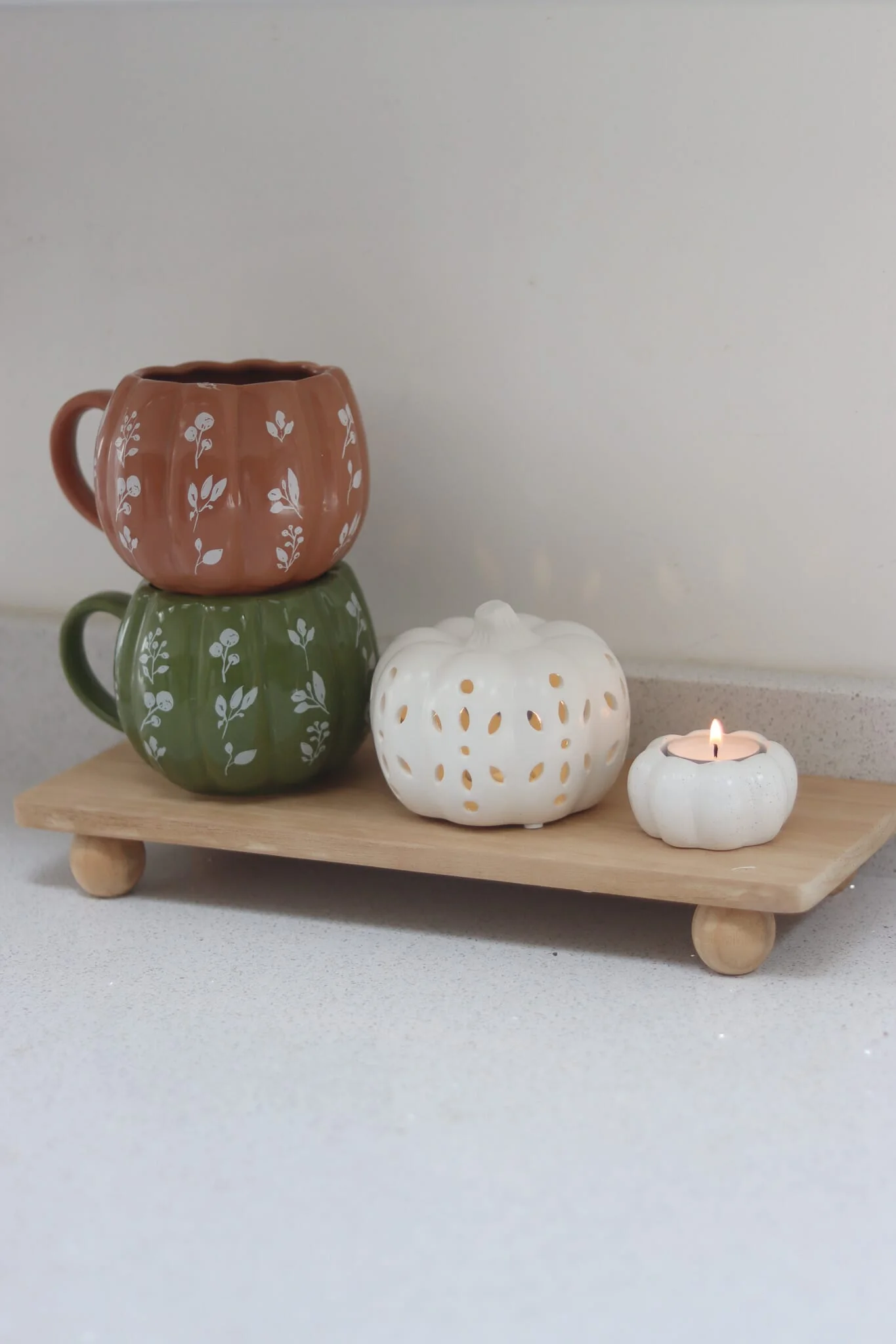 Large Pumpkin Mug - Autumnal Green Art 3 - Image 4