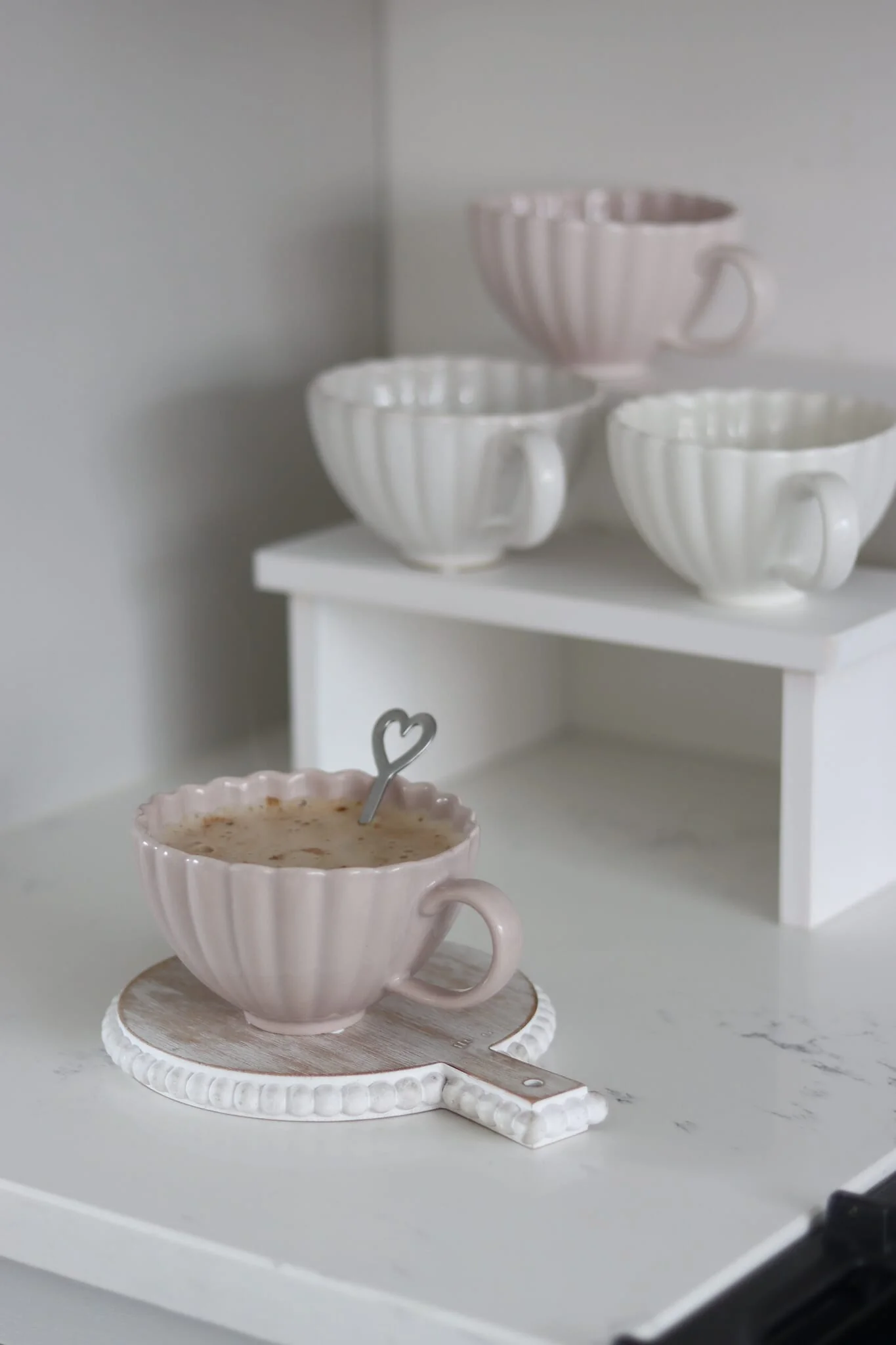Large Ceramic Mug - Scalloped Glazed White - Image 3