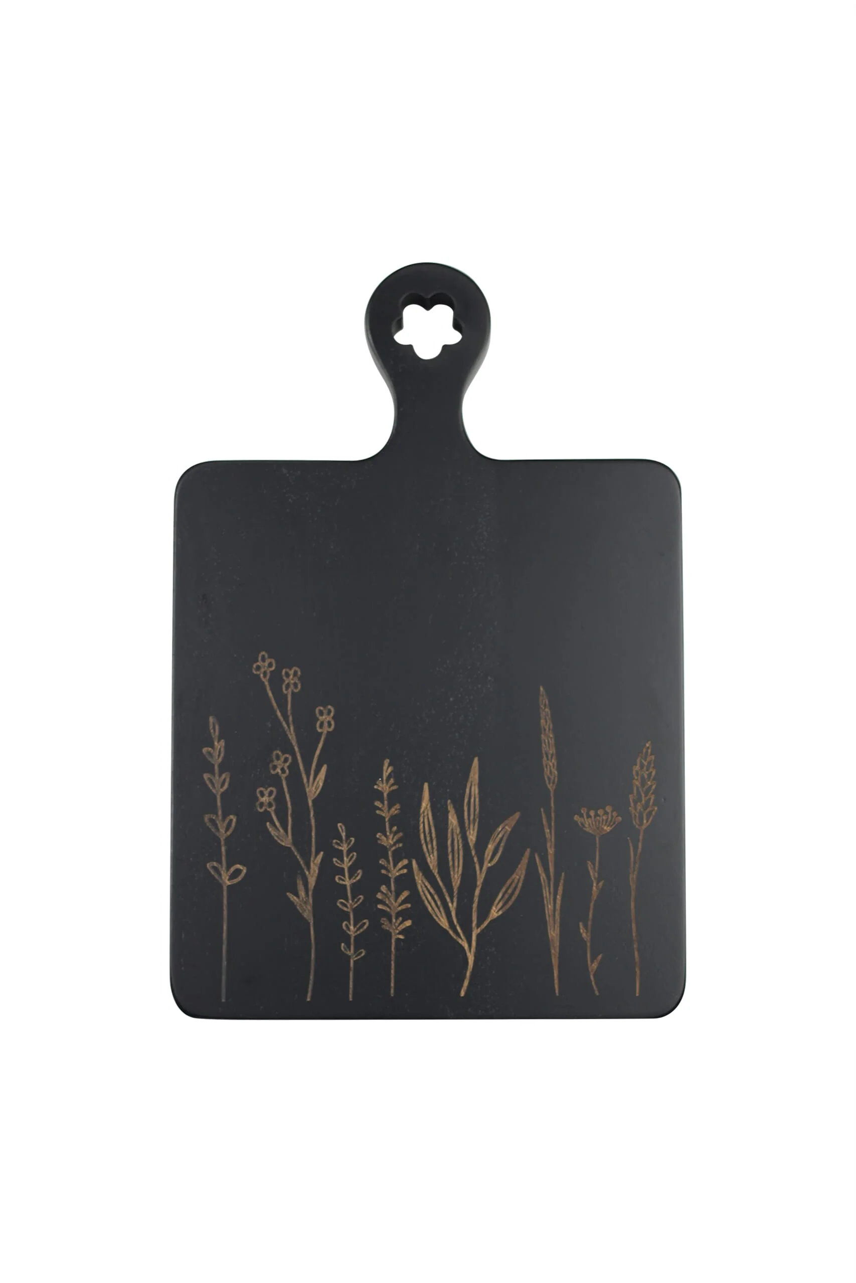 Engraved Flower Wooden Chopping Board-Black Medium - Image 2