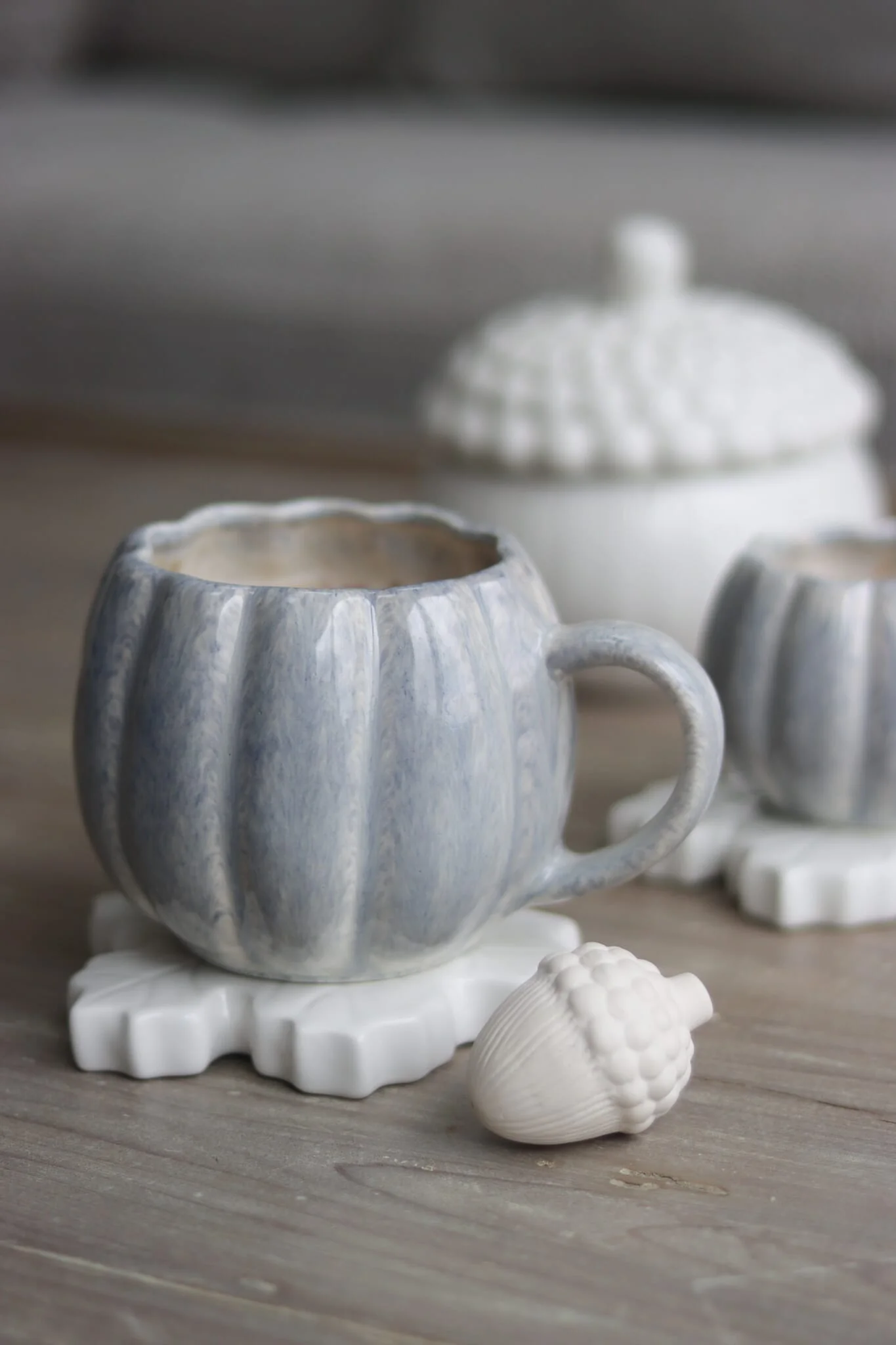 Mini Pumpkin Mug - Light Blue Glaze - Image 4