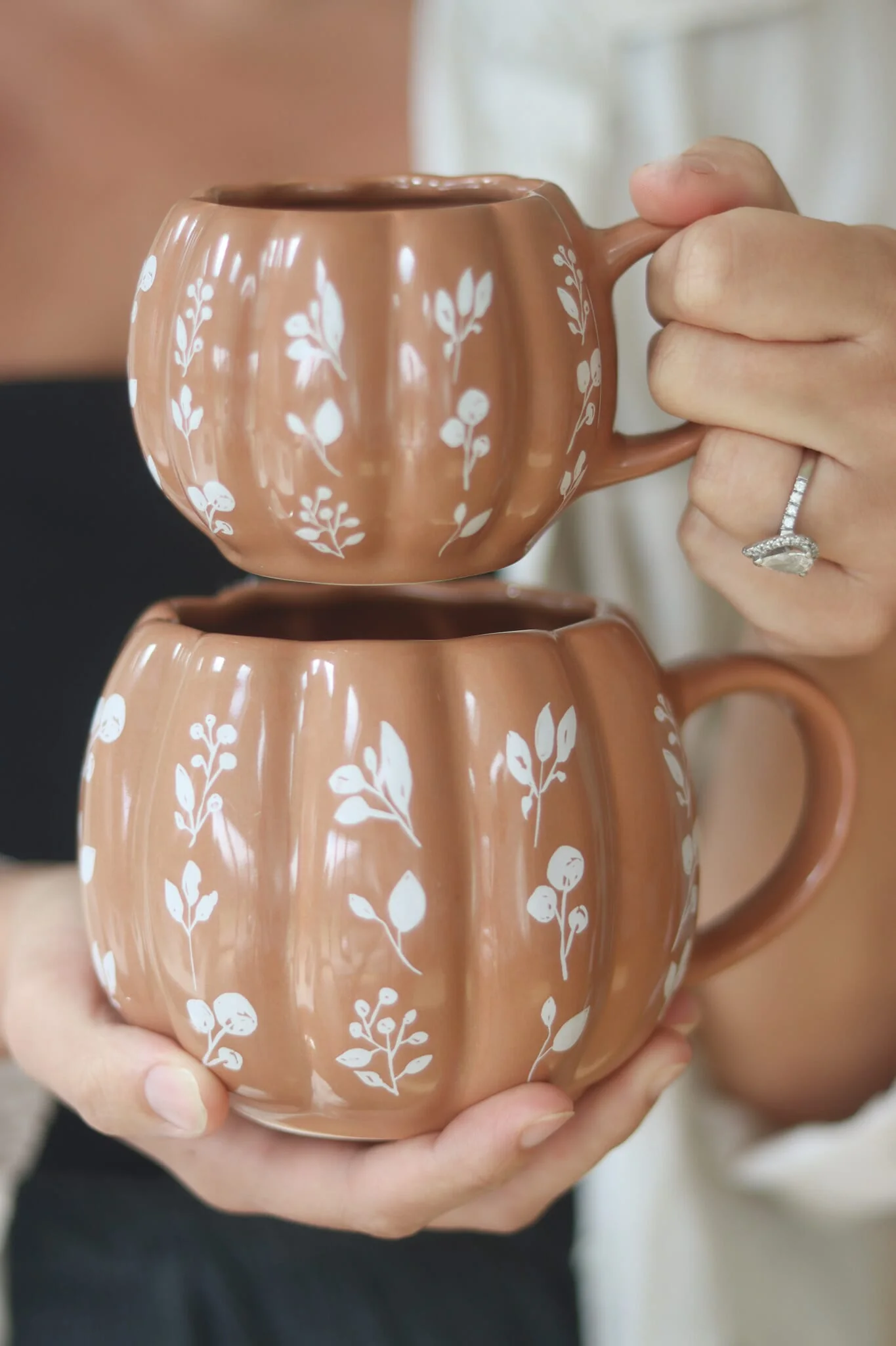 Mini Pumpkin Mug - Mocha Floral Art 3 - Image 2
