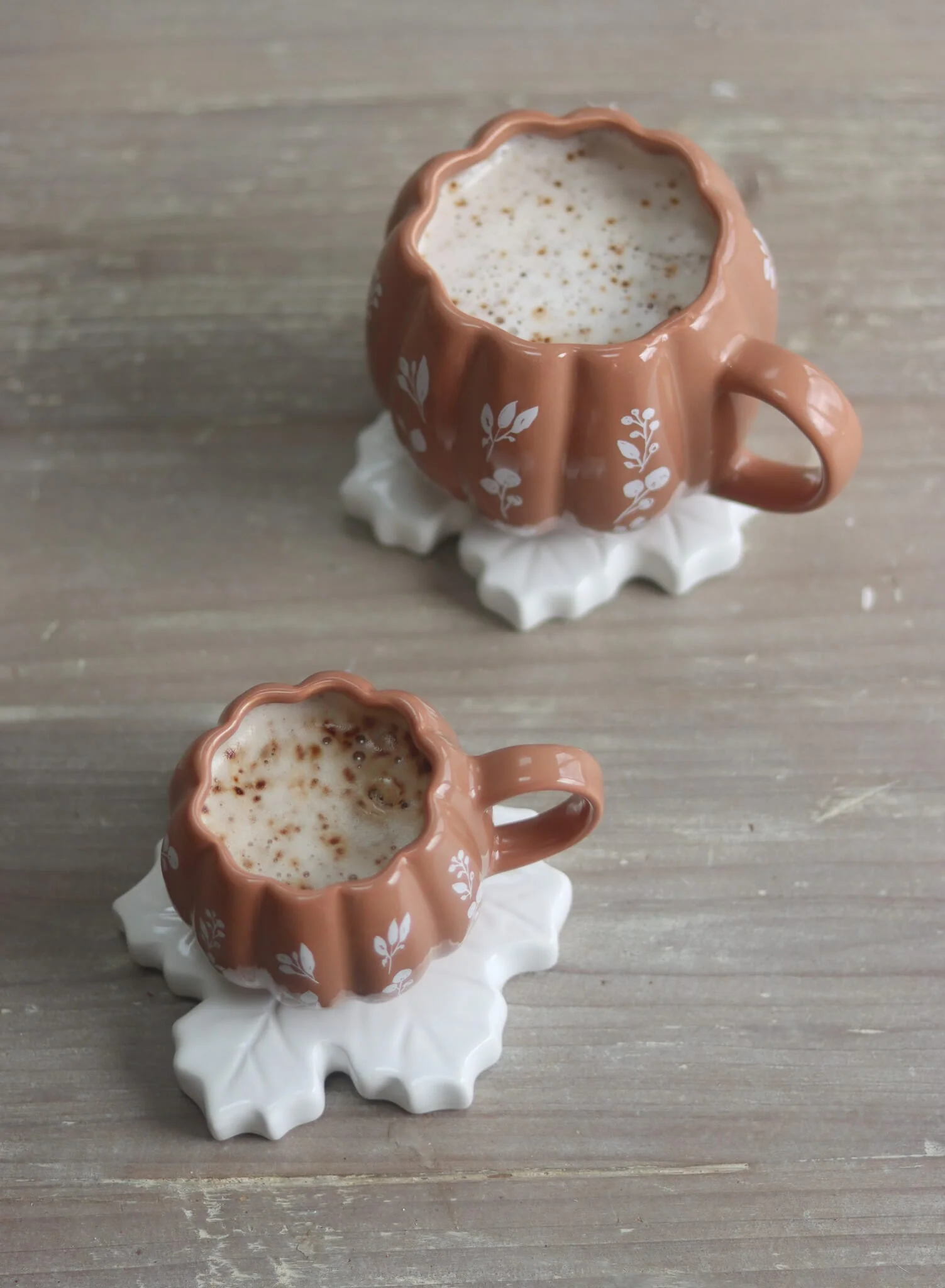 Mini Pumpkin Mug - Mocha Floral Art 3 - Image 3