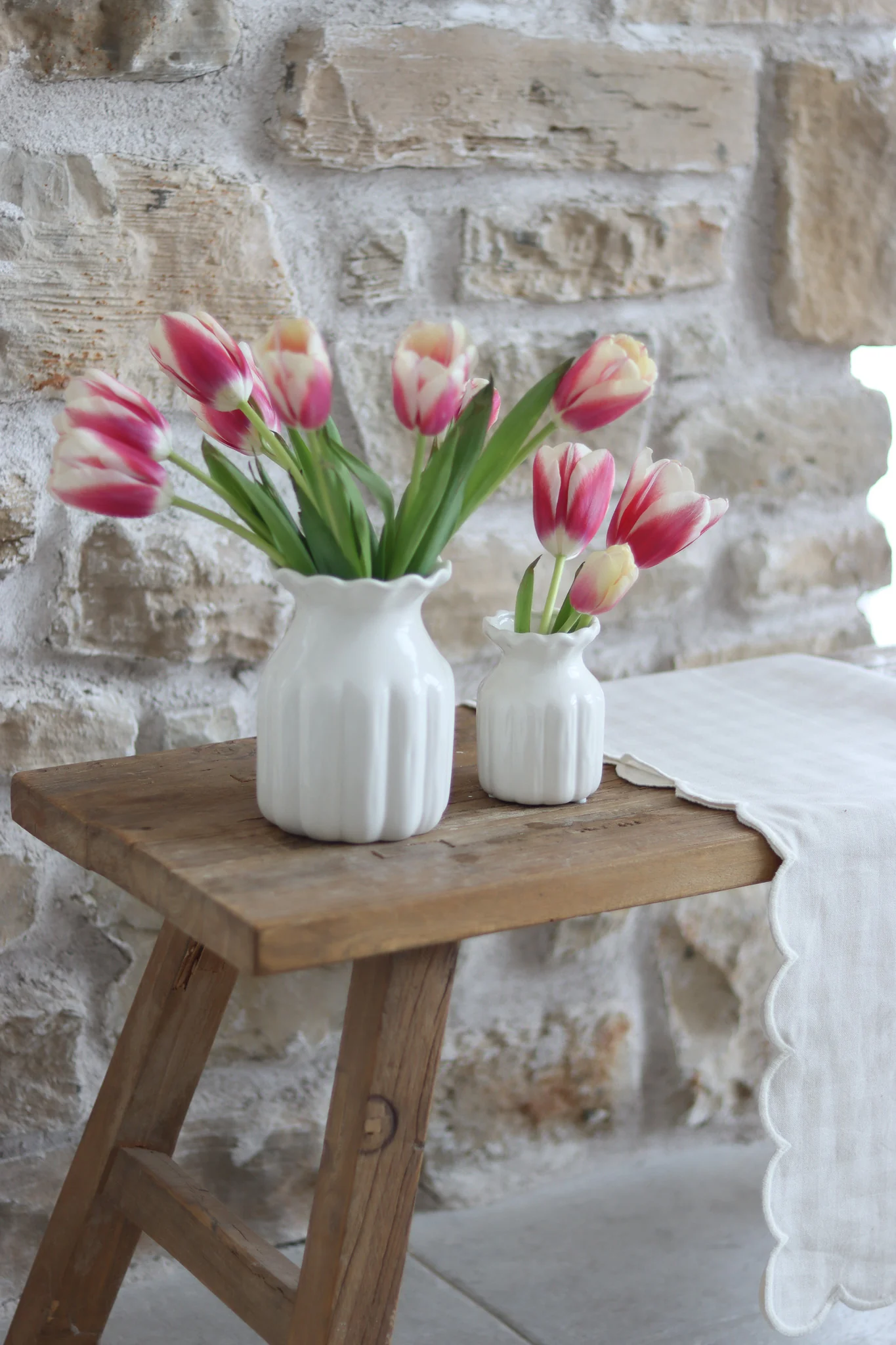 Set of 2 Scalloped Ceramic Vases - Image 6