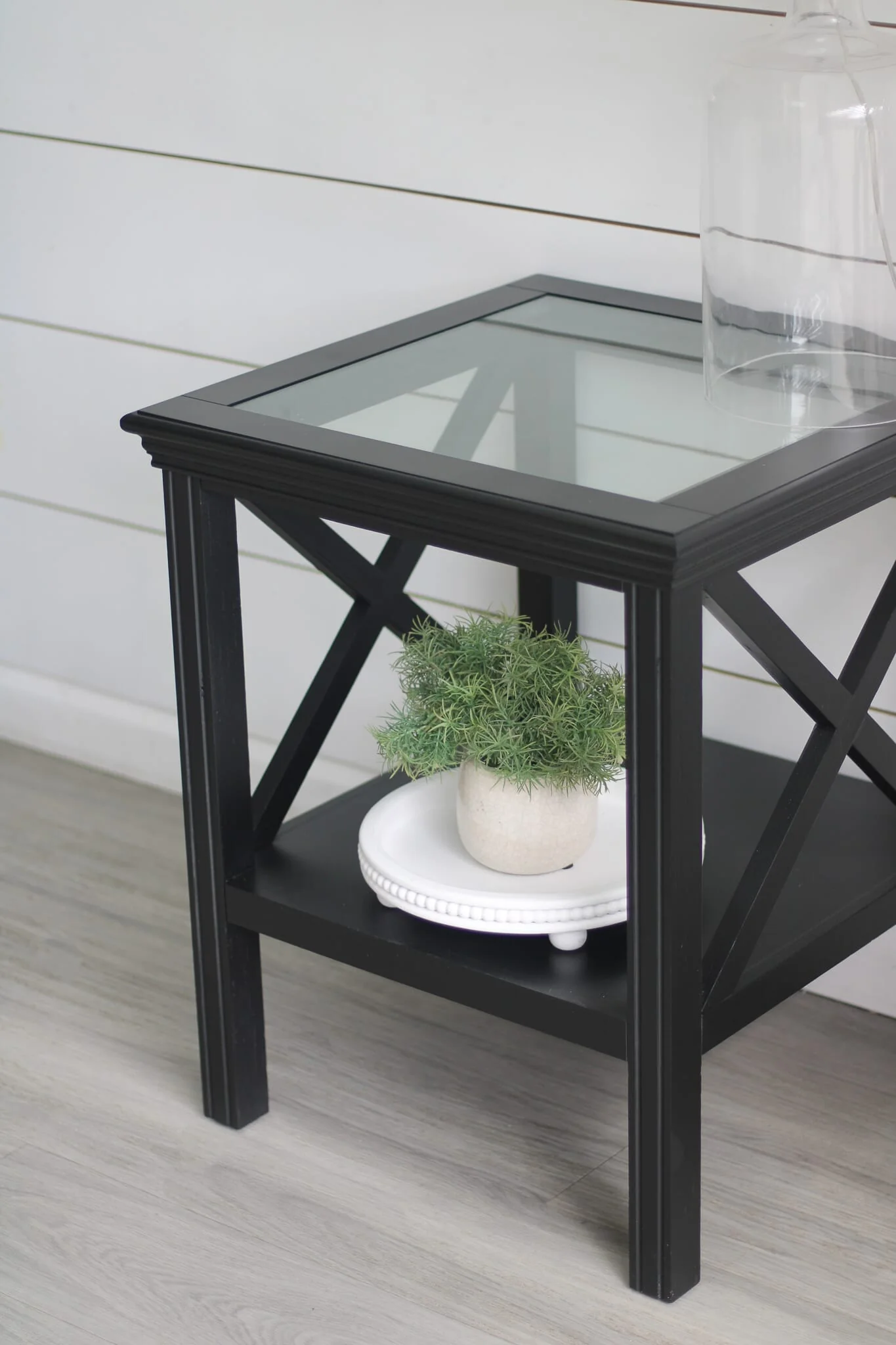 Black Glass Top Hamptons Side Table - Image 5