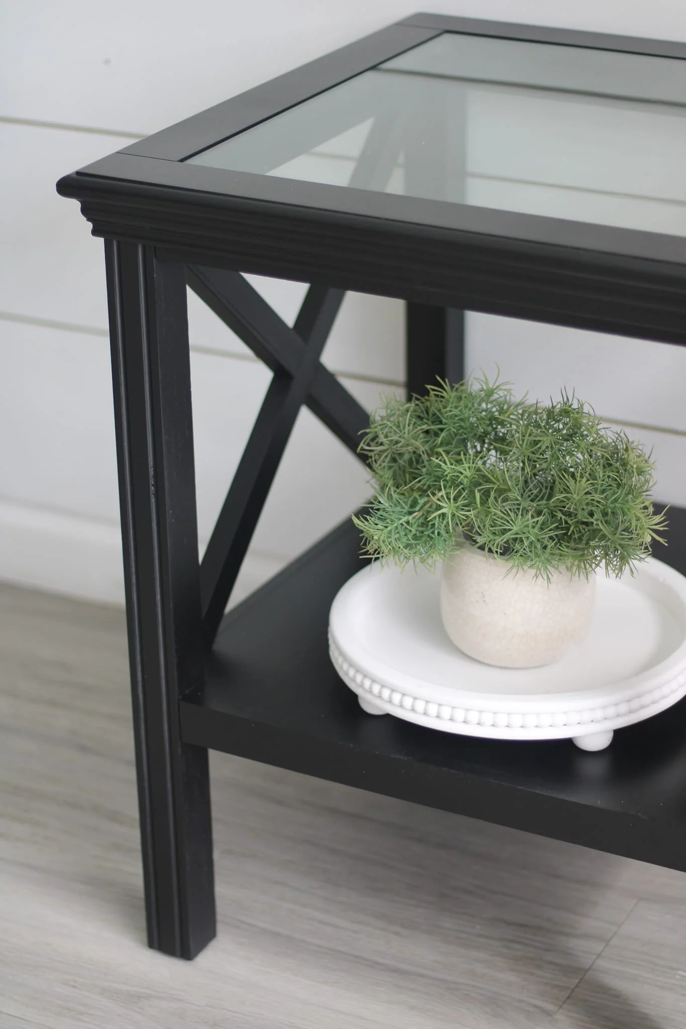 Black Glass Top Hamptons Side Table - Image 6