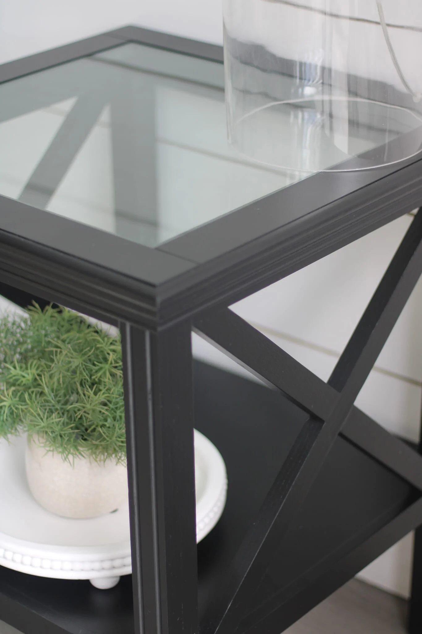 Black Glass Top Hamptons Side Table - Image 7