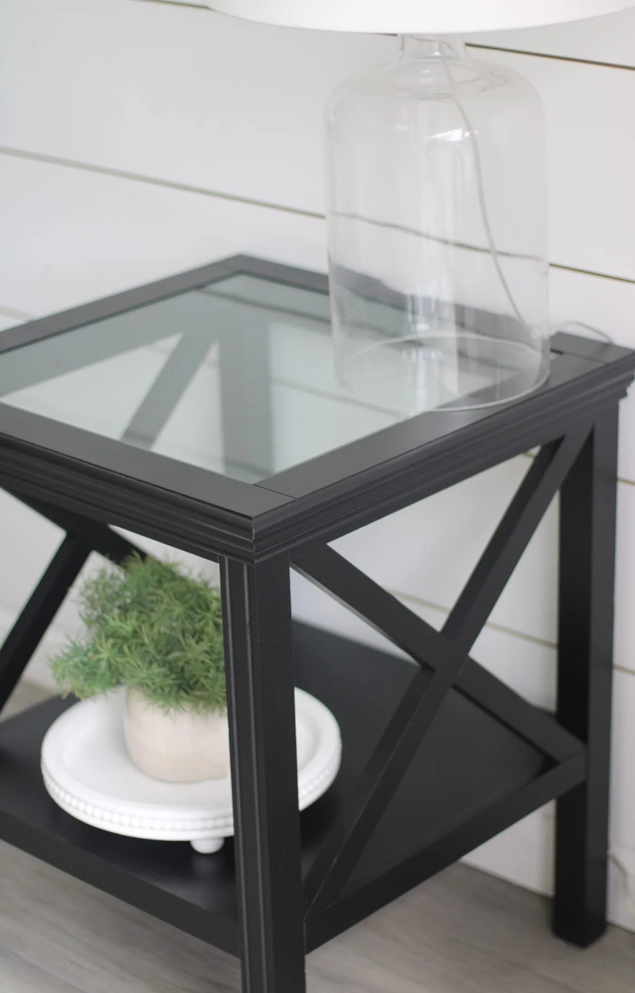 Black Glass Top Hamptons Side Table - Image 8