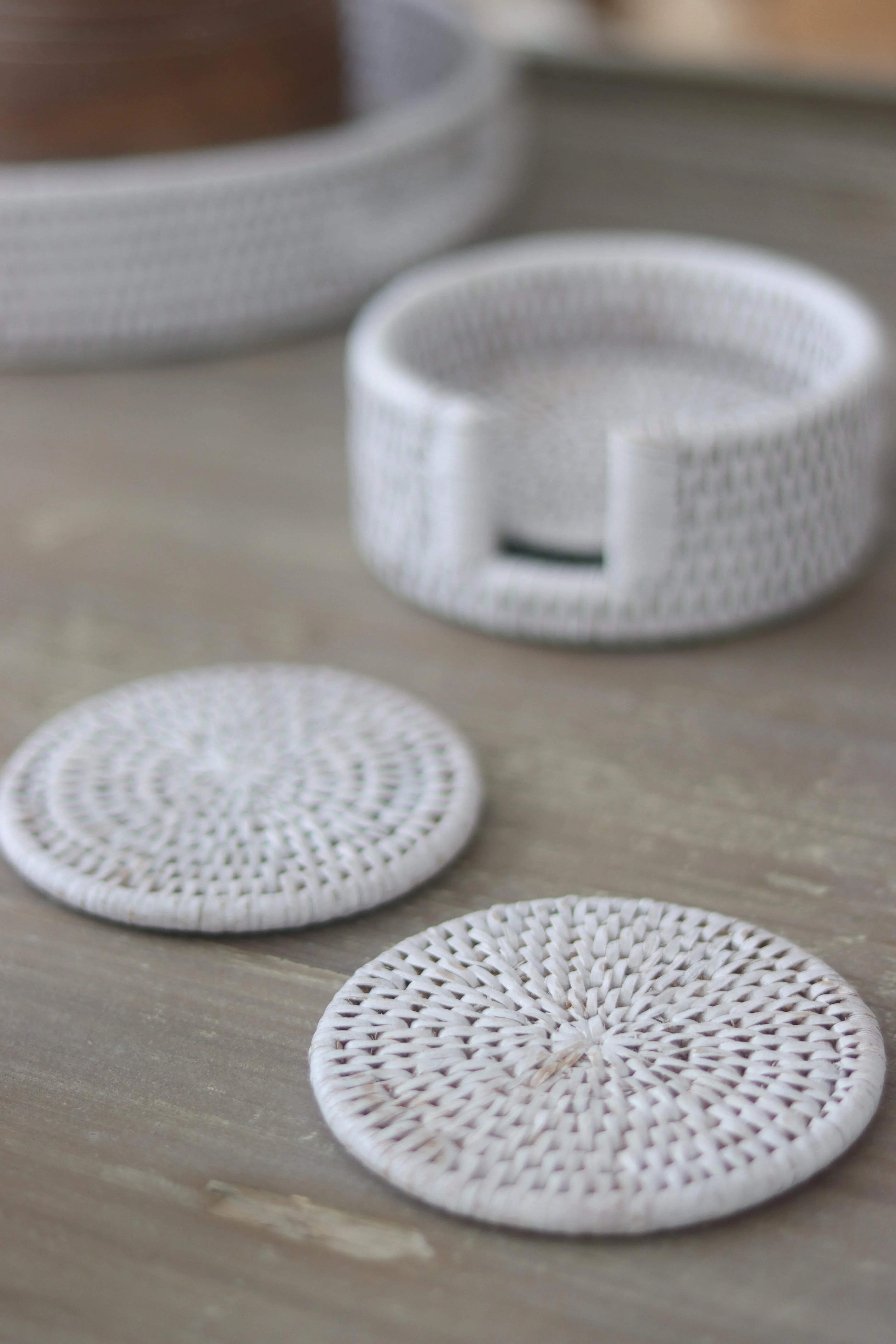 Rattan Coasters - White