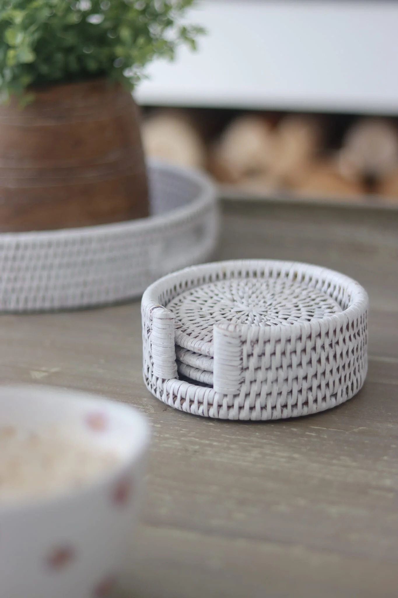Rattan Coasters - White - Image 2