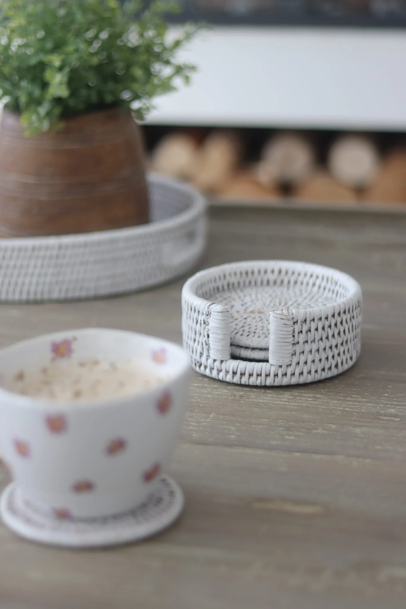 Rattan Coasters - White - Image 3