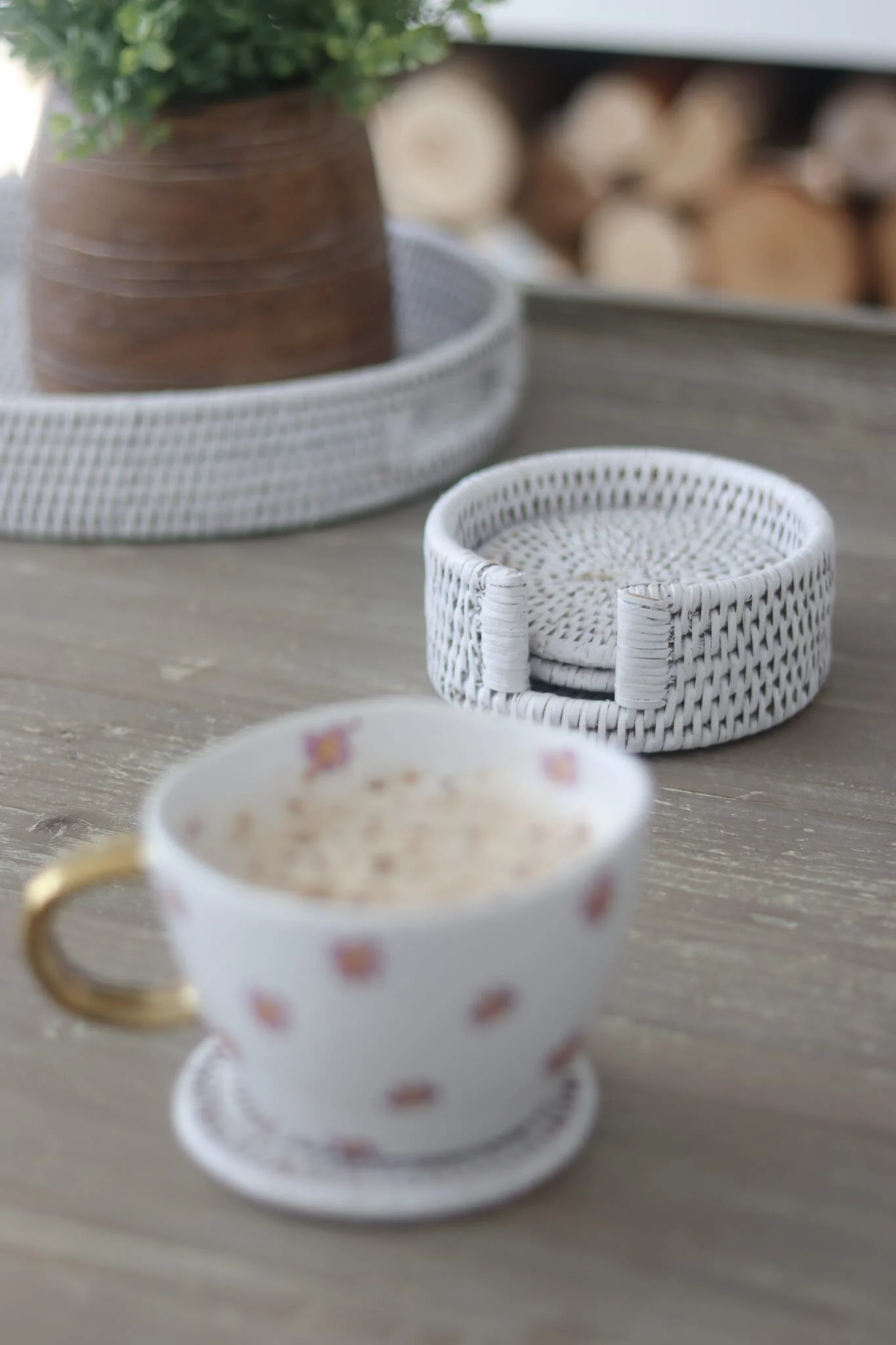 Rattan Coasters - White - Image 4