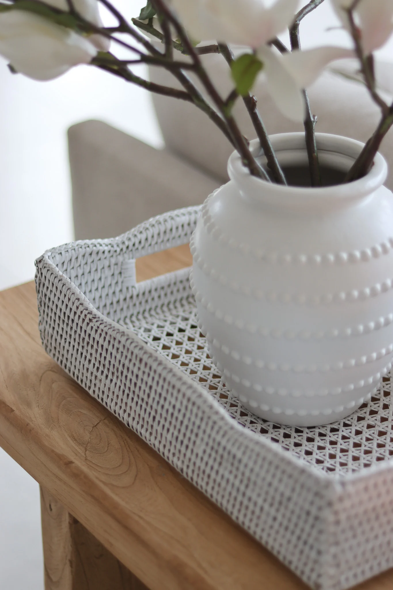 Rattan Tray - Scalloped/White - Image 4