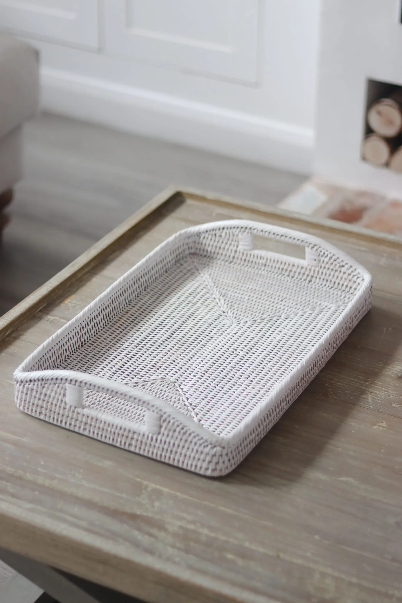 Rattan Tray - White - Image 4