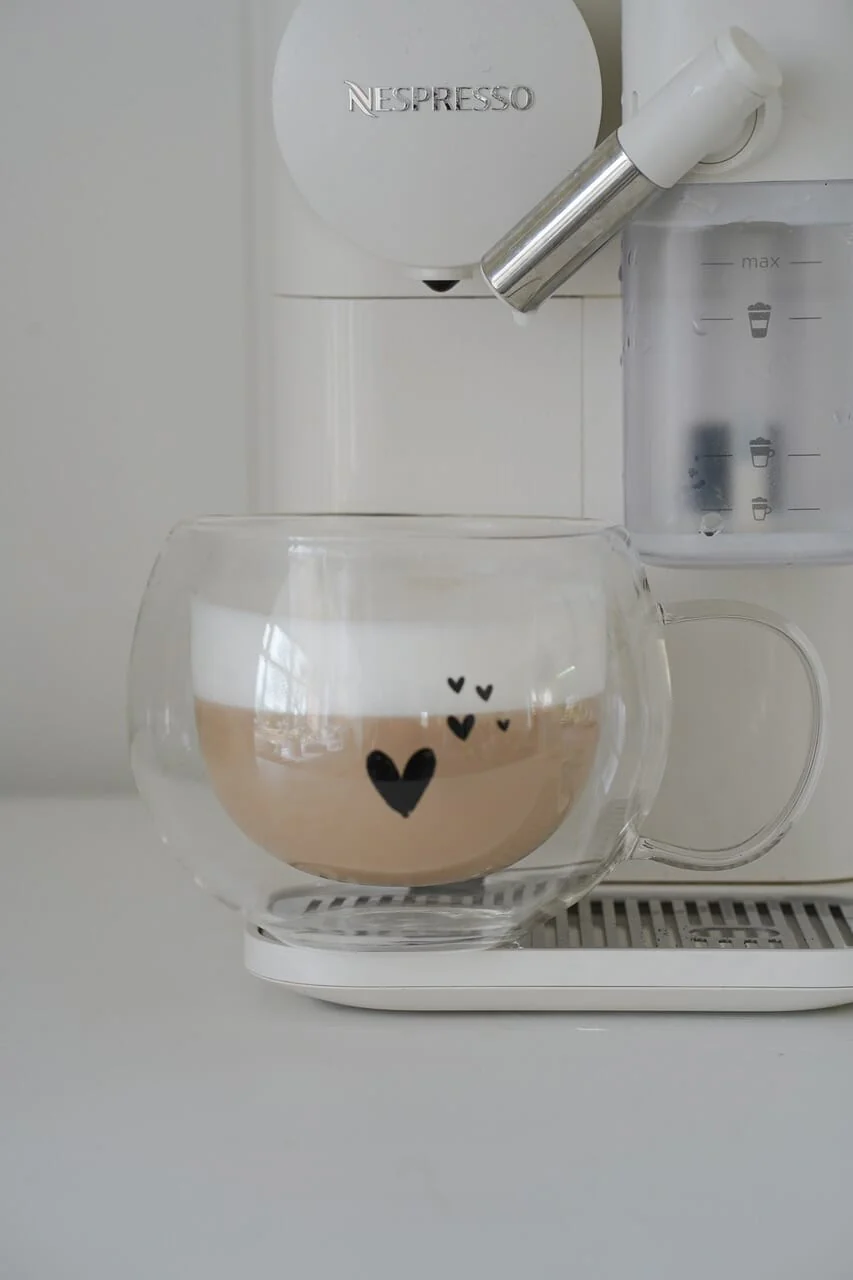 Round Double Wall Glass Mug Black - Dream Hearts - Image 2