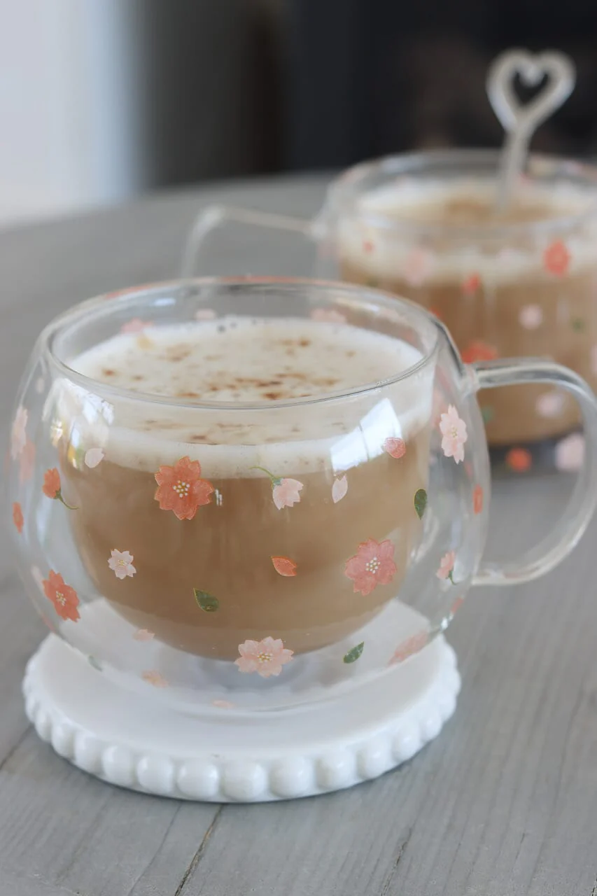 Round Double Walled Glass Mug - Blossom