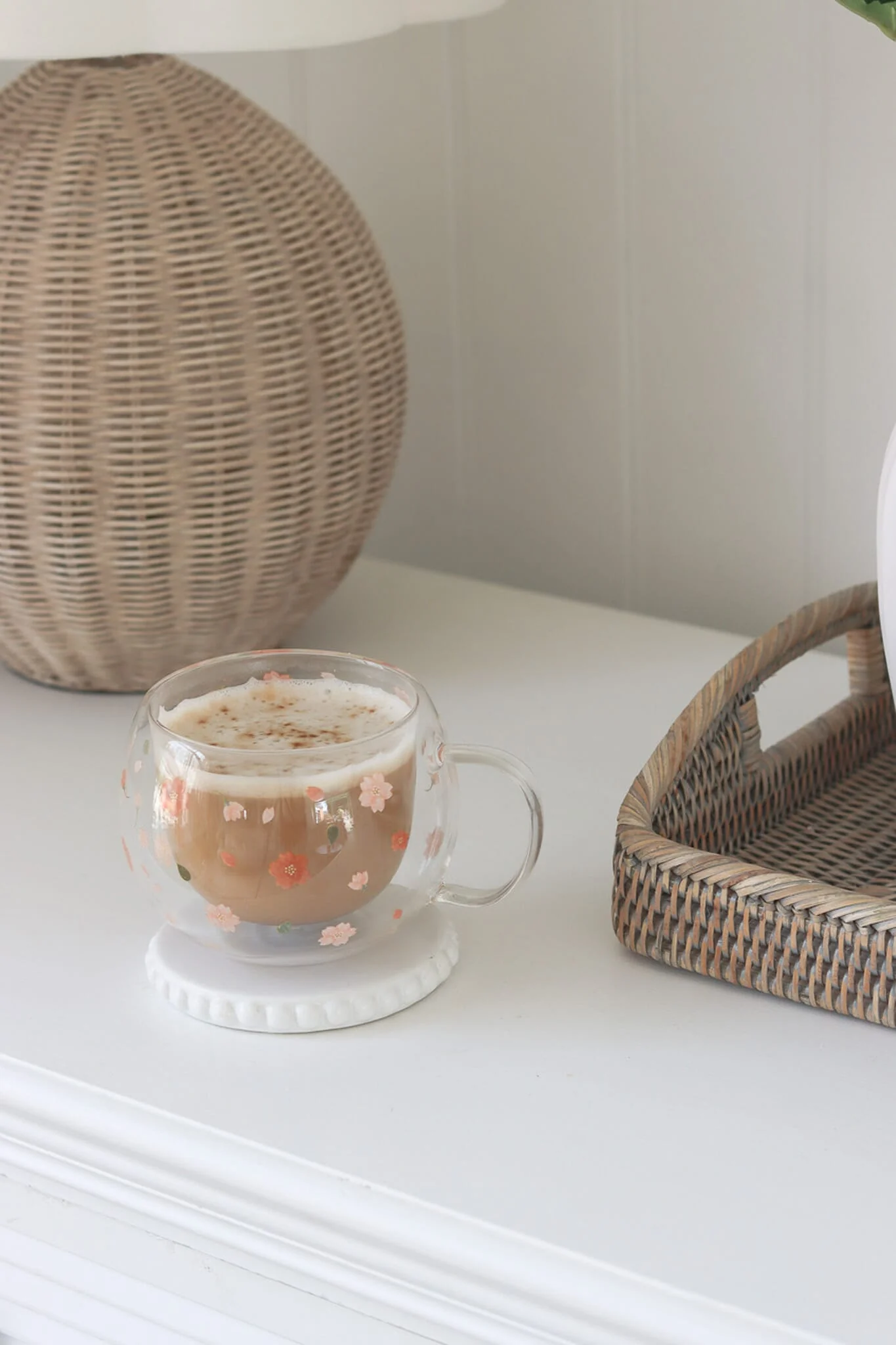 Round Double Walled Glass Mug - Blossom - Image 2