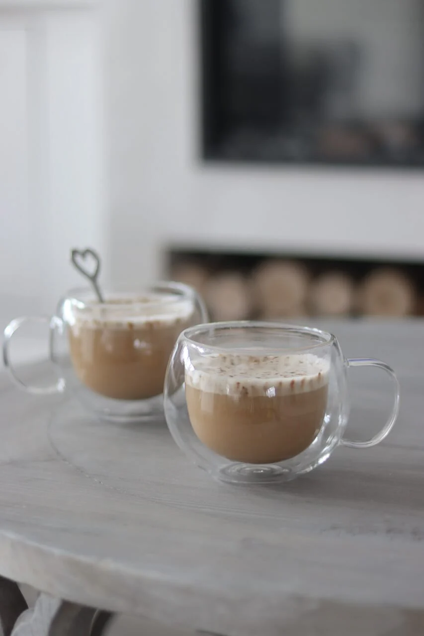 Round Double Walled Glass Mug Set - 2 Piece - Plain