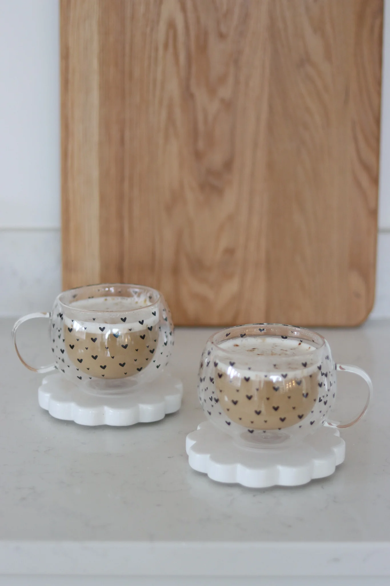 Round Double Walled Glass Mug Set ā 2 Piece ā Black Multi Heart - Image 2