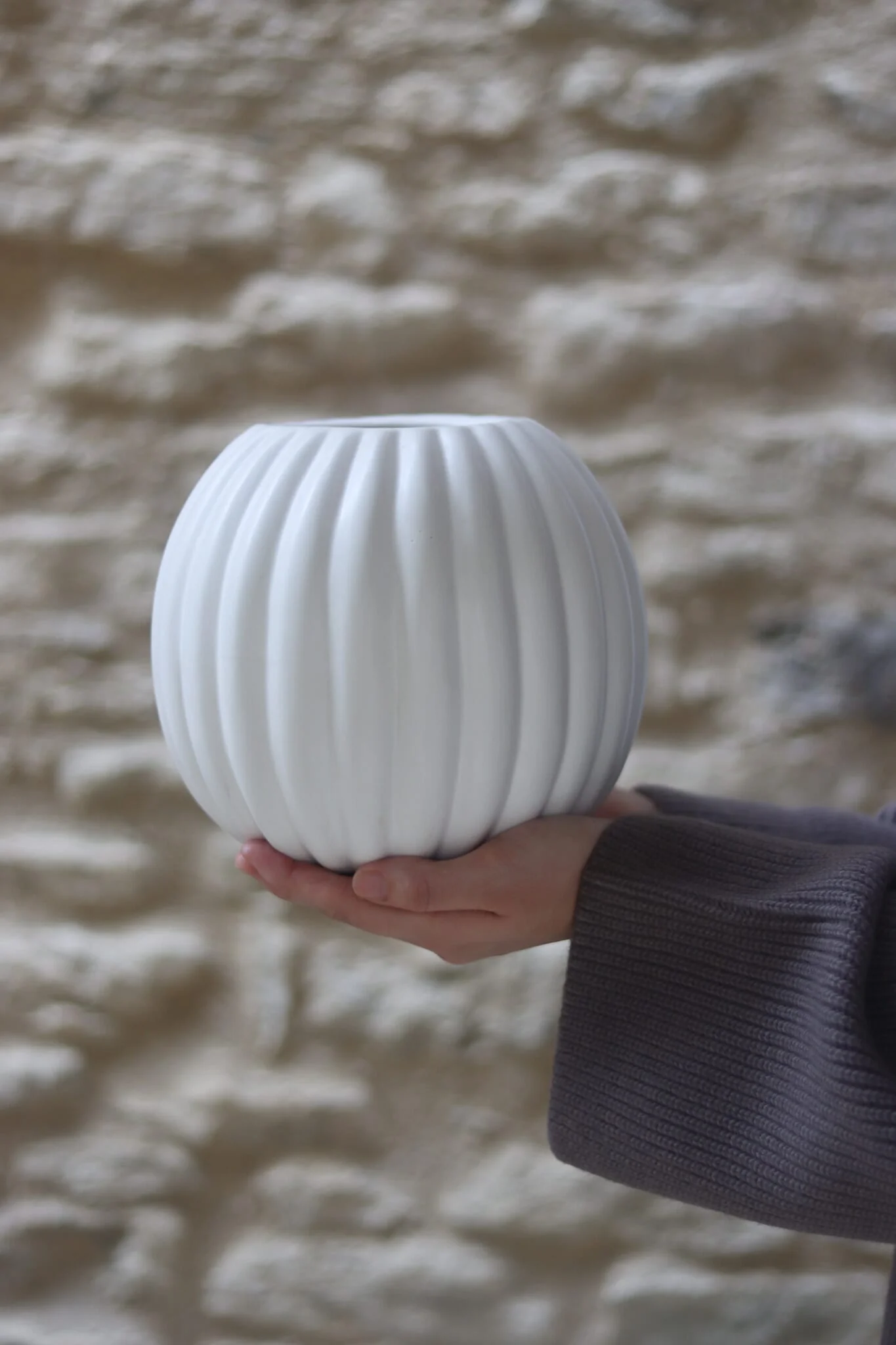 Fluted Round Ceramic Vase - Image 2