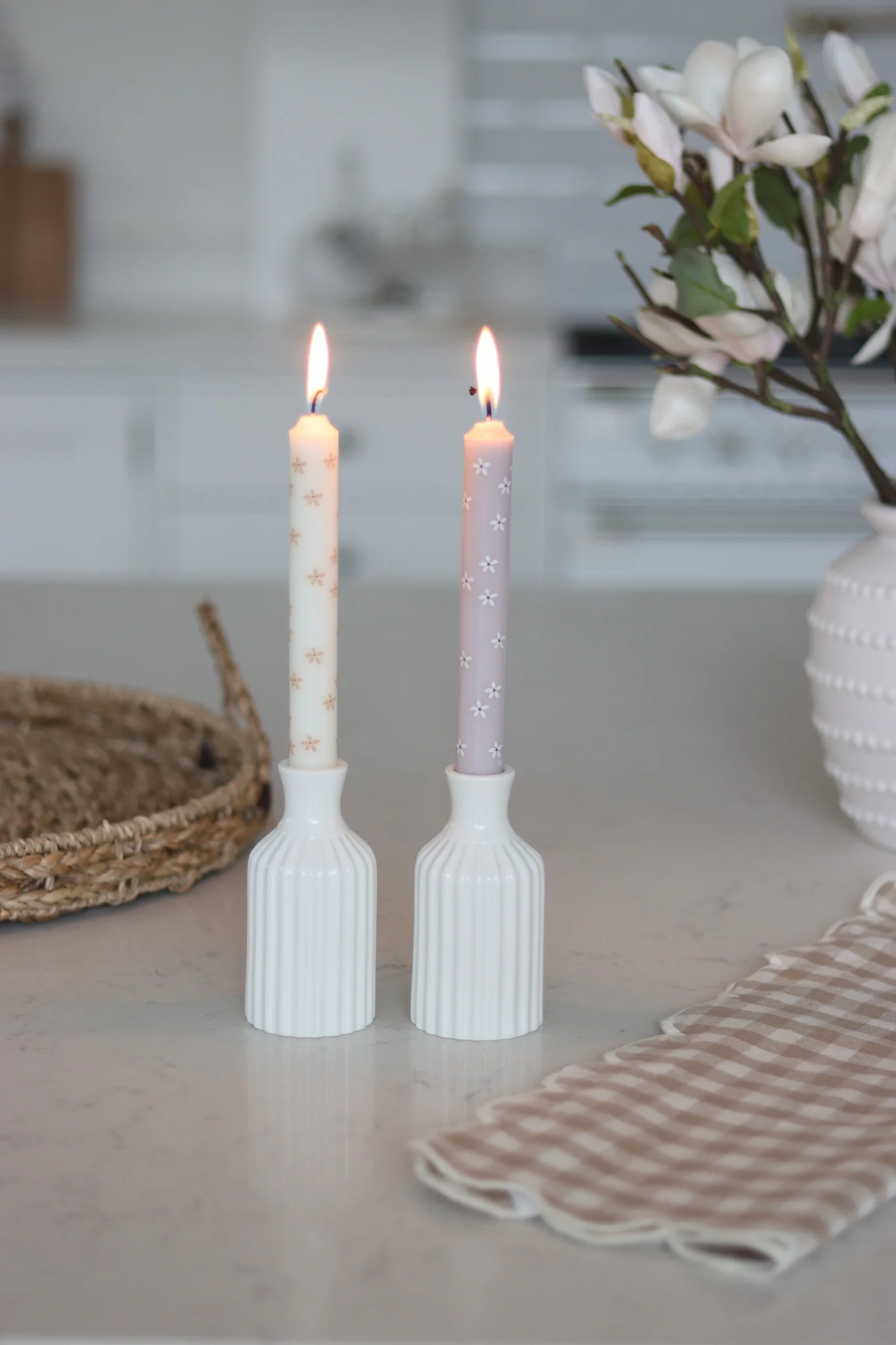 Set of 2 Fluted Ceramic Candle Holders - Image 4