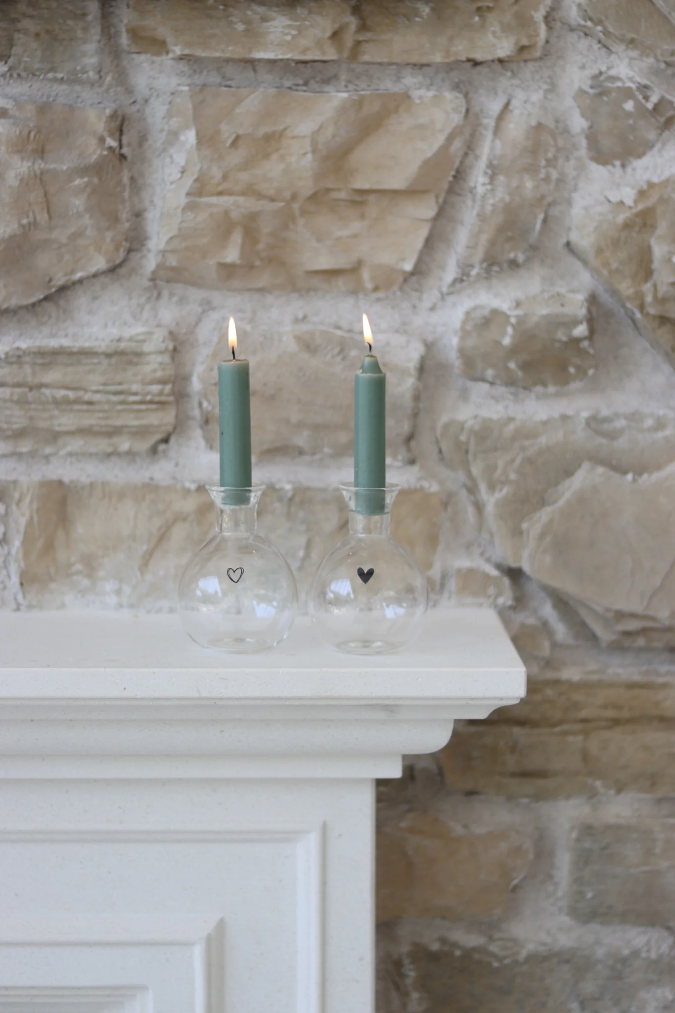 Set 2 Round Glass Candle Holders - Hearts - Image 4