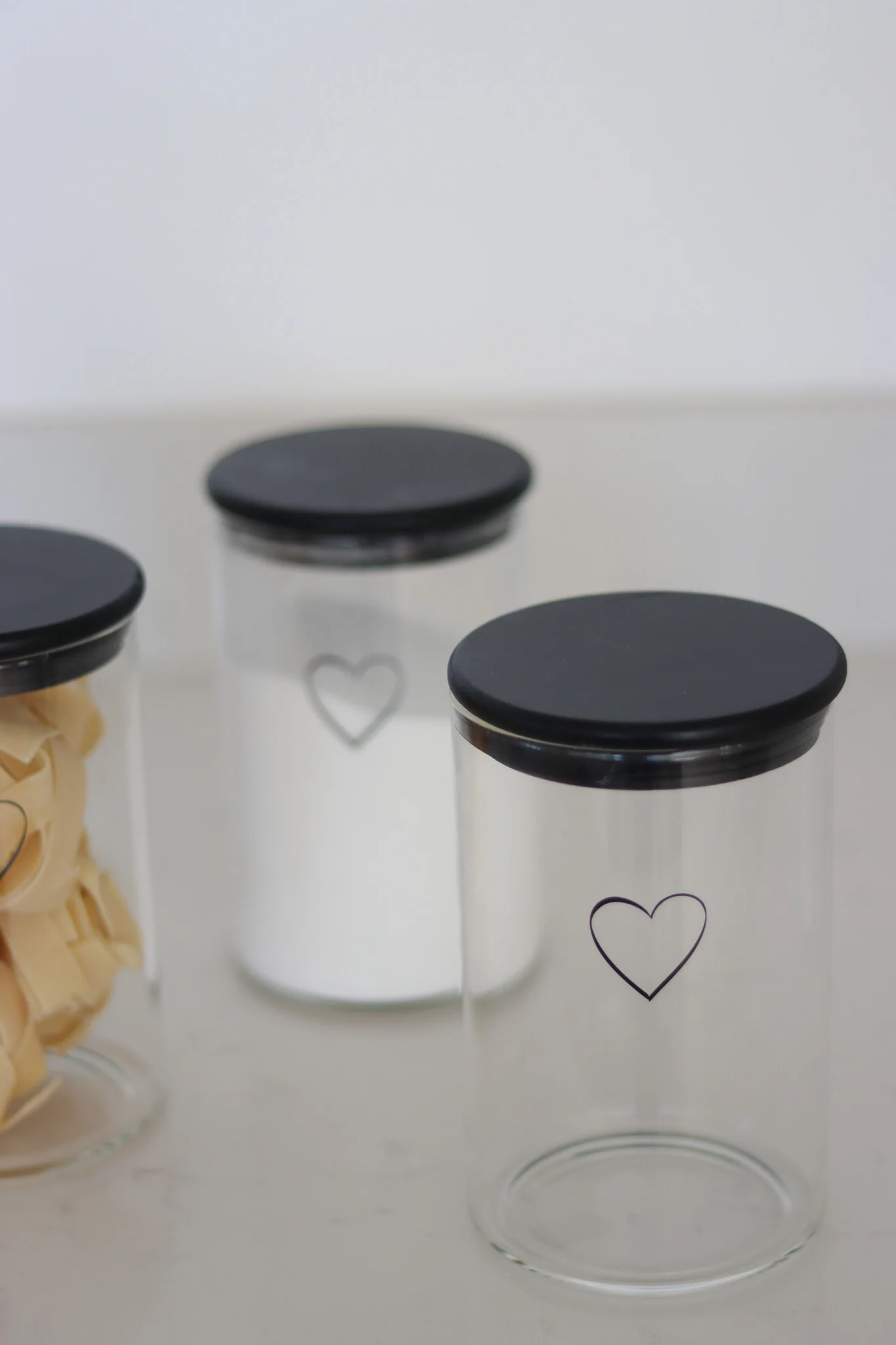 Set 3 Bamboo Storage Jars- Single Heart Black lid 1000ml - Image 3