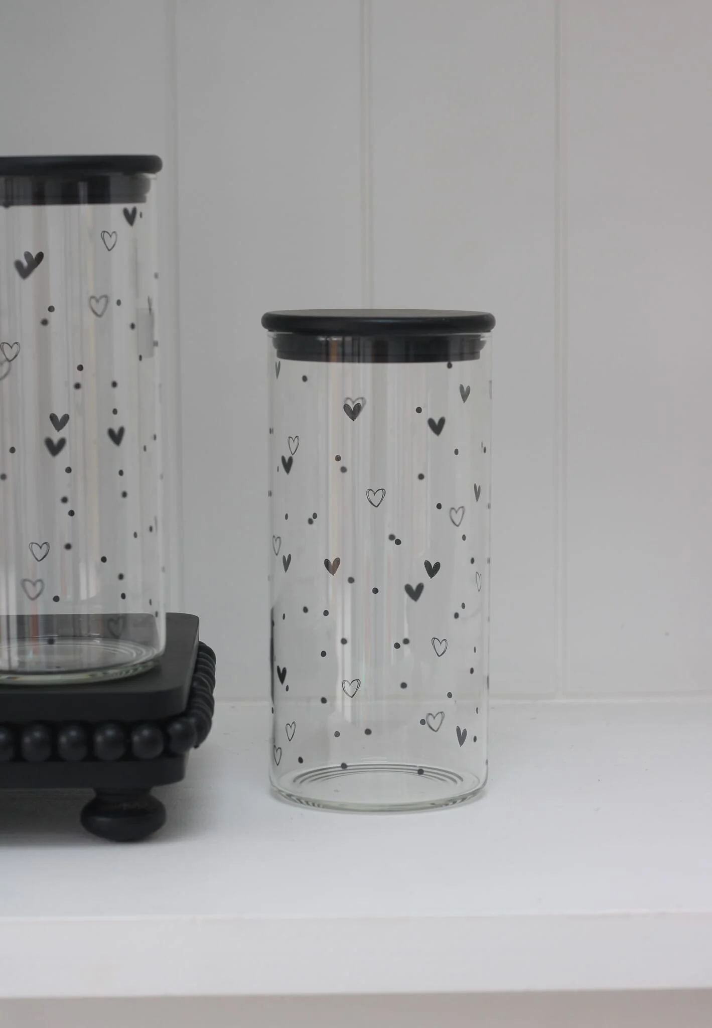 Set 3 Bamboo Jars - Hearts&Dots Black lid 1400ml - Image 3