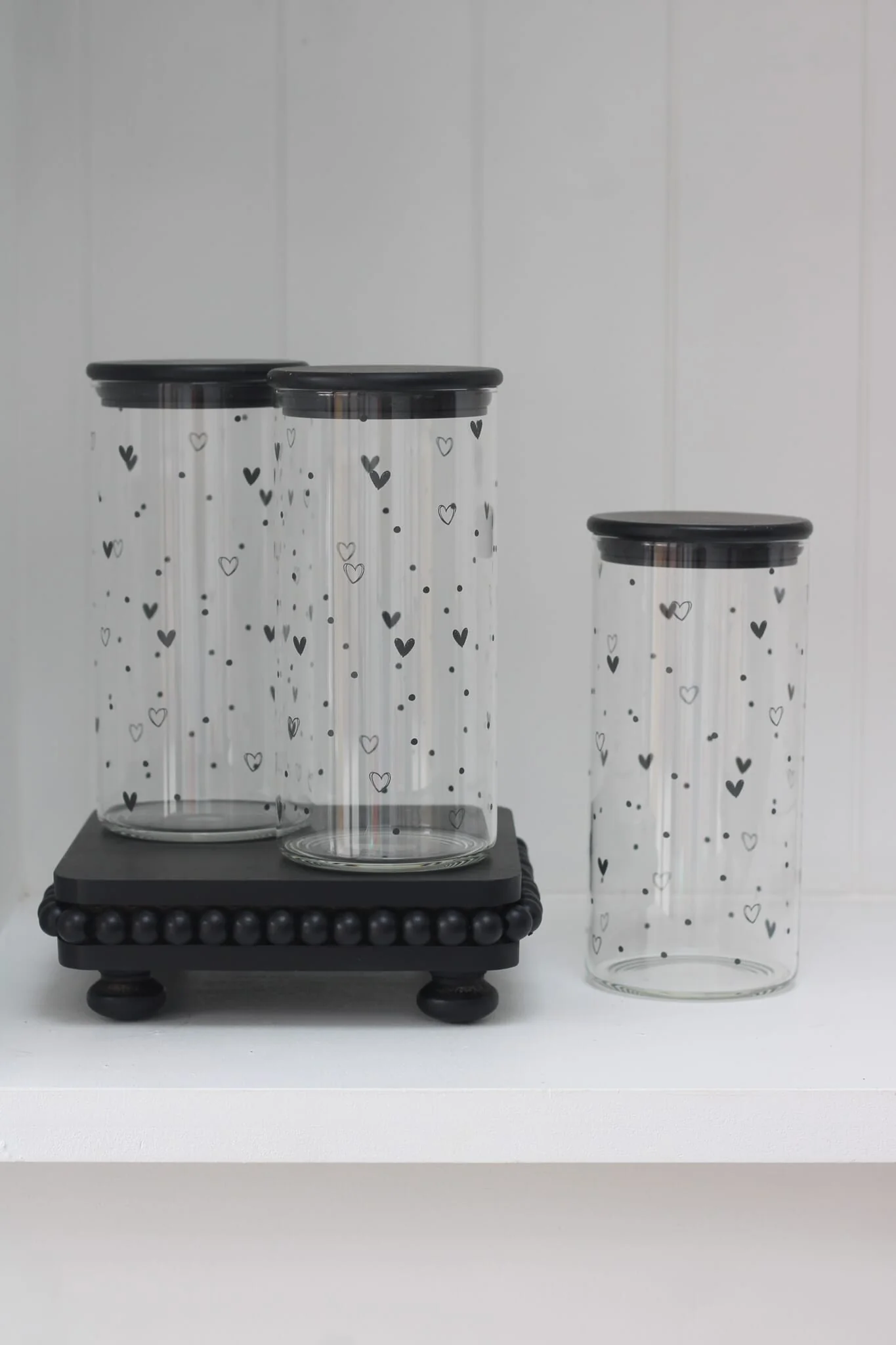 Set 3 Bamboo Jars - Hearts&Dots Black lid 1400ml - Image 4