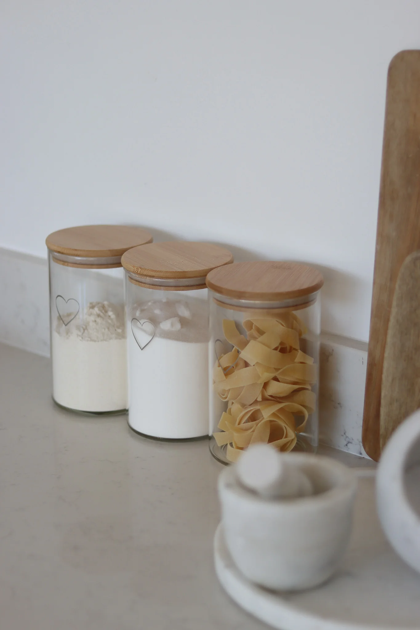 Set 3 Bamboo Storage Jars - Single HeartNatural lid 1400ml - Image 4