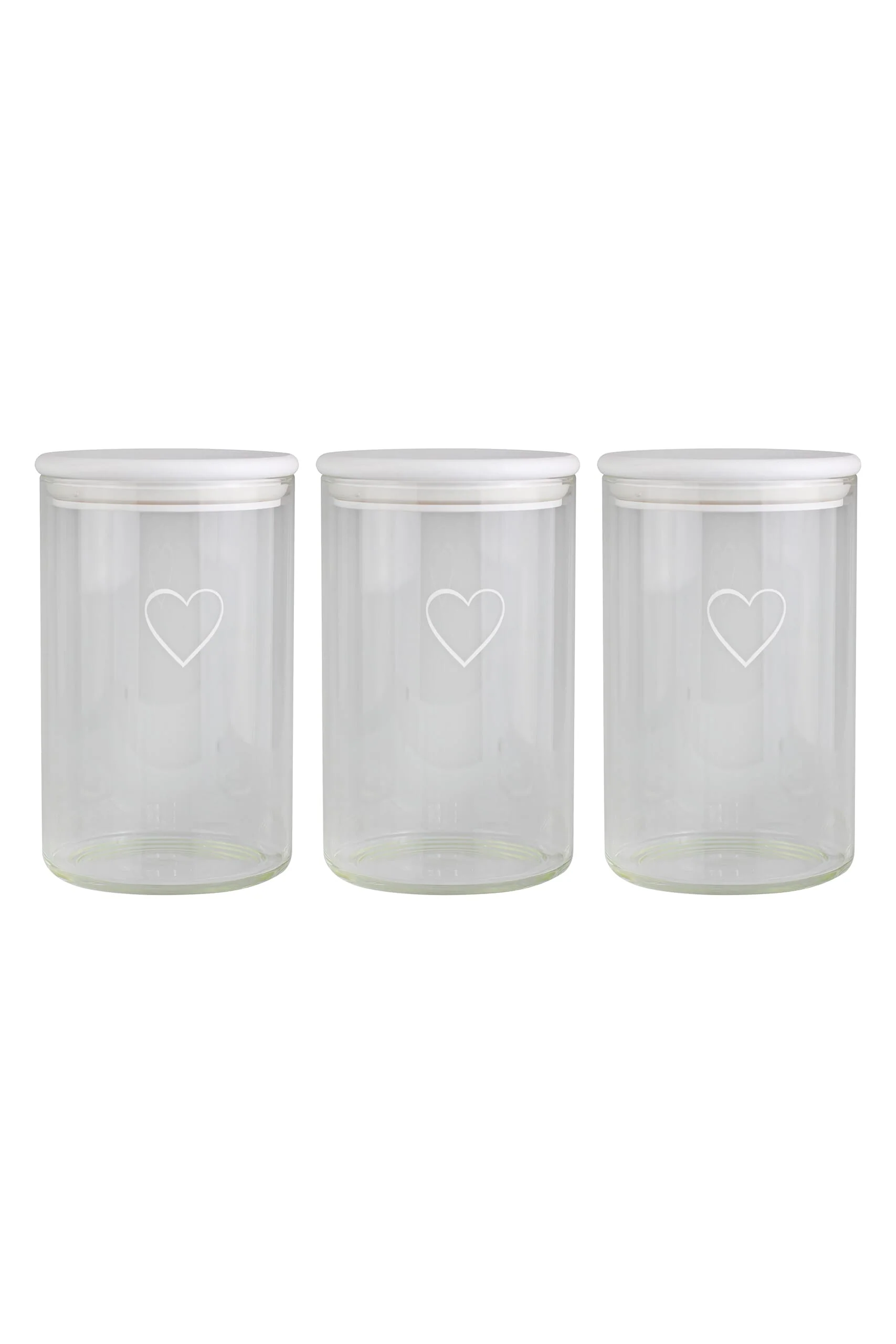 Set 3 Bamboo Storage Jars - Single Heart White lid 1000ml - Image 3