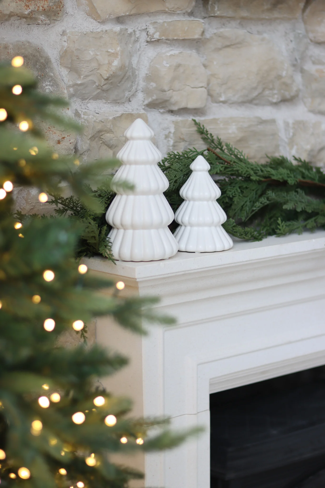 Set of 2 Ceramic Trees ā Snowy Tree