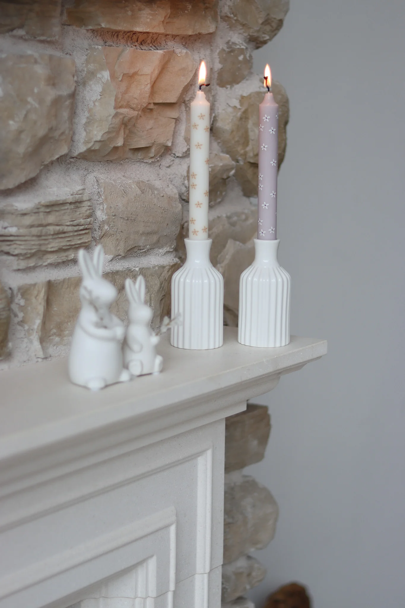 Set of 2 Fluted Ceramic Candle Holders - Image 3