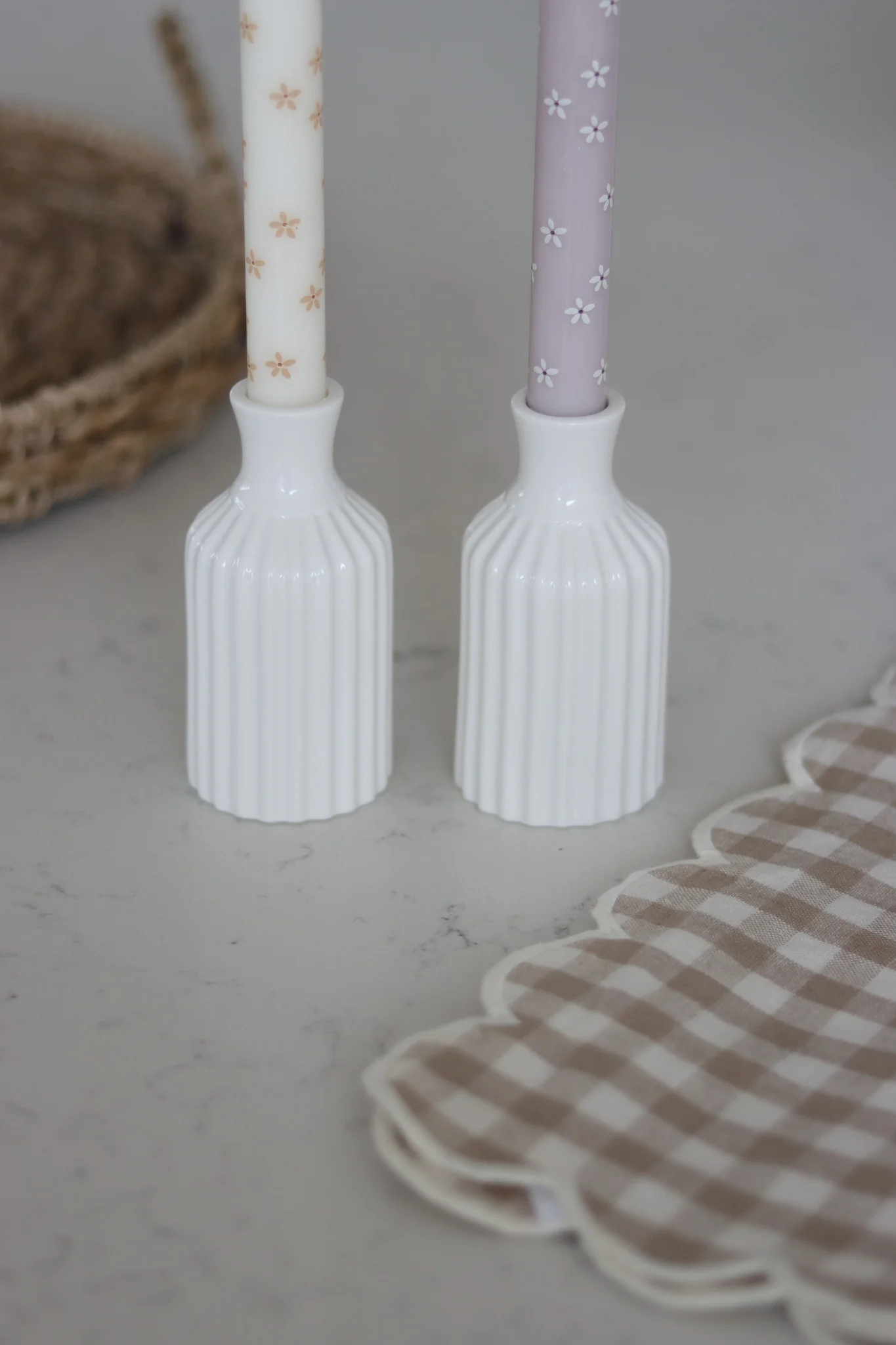 Set of 2 Fluted Ceramic Candle Holders - Image 5