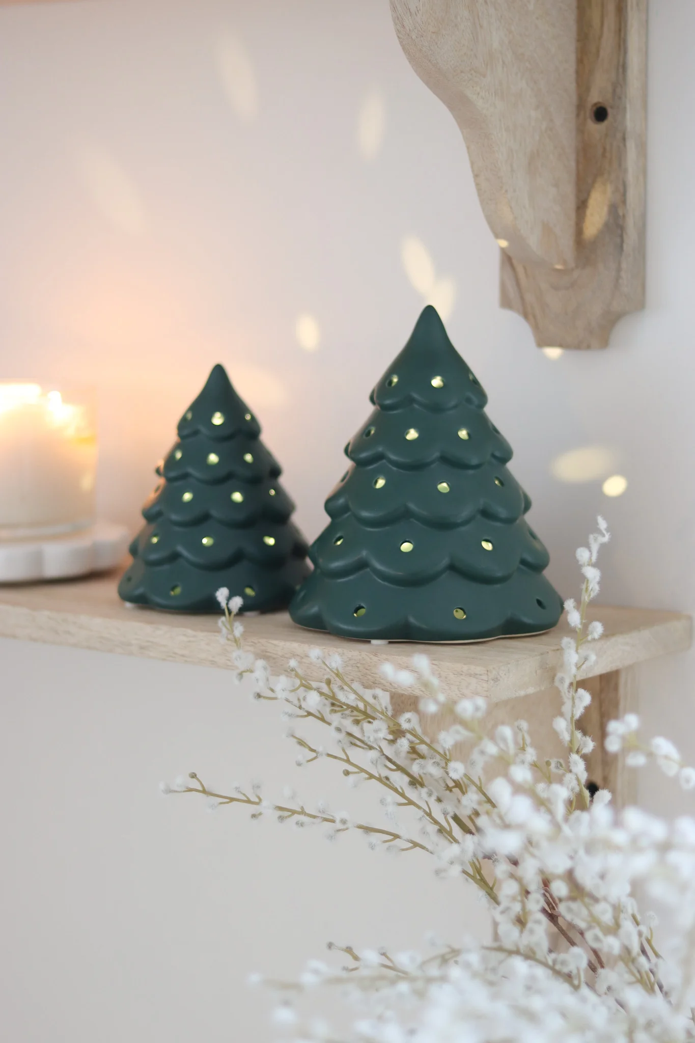 Set of 2 LED Ceramic Trees – Scalloped Green - Image 5