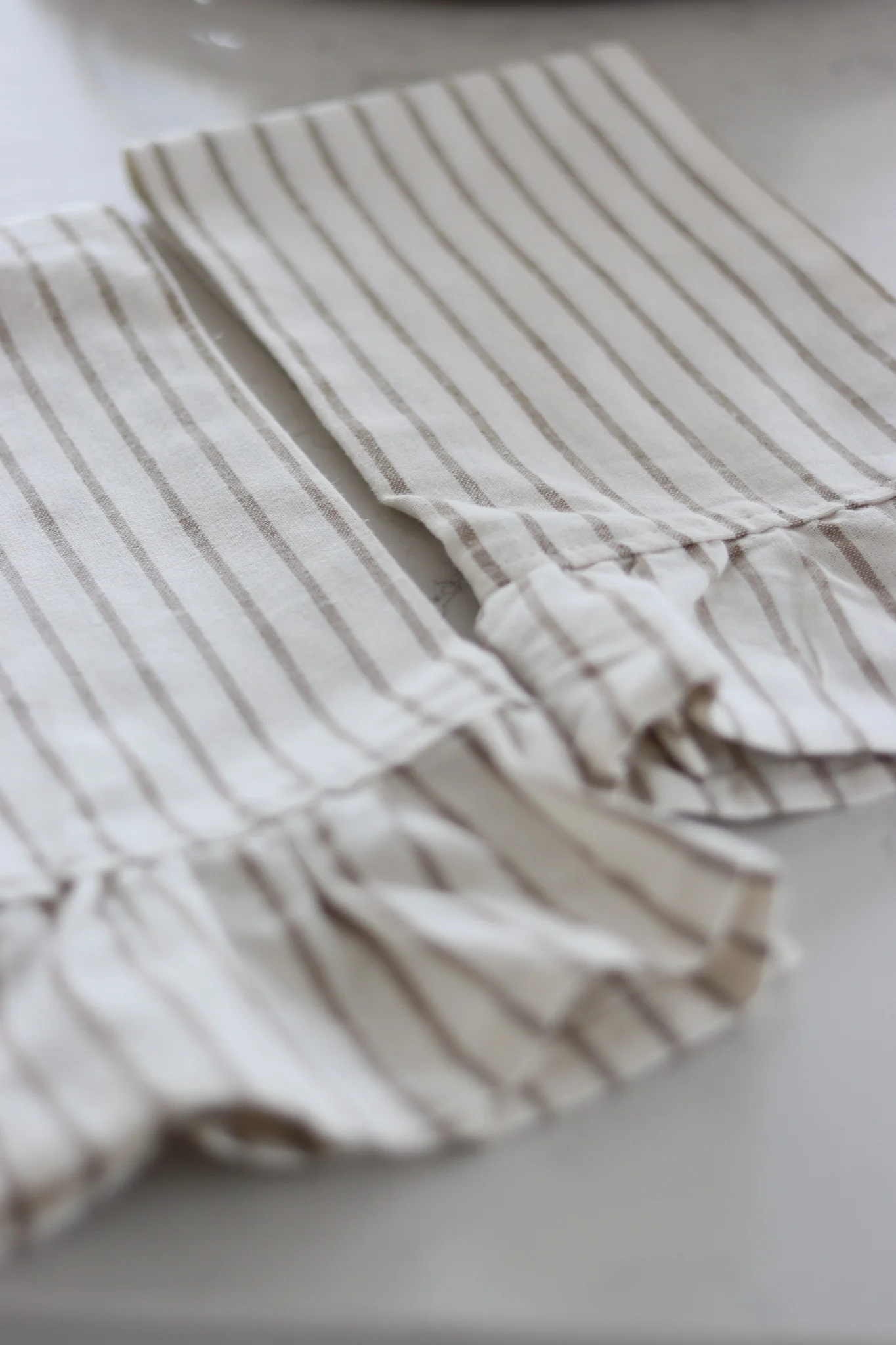 Set of 2 Pinstripe Taupe Tea Towels - Image 3