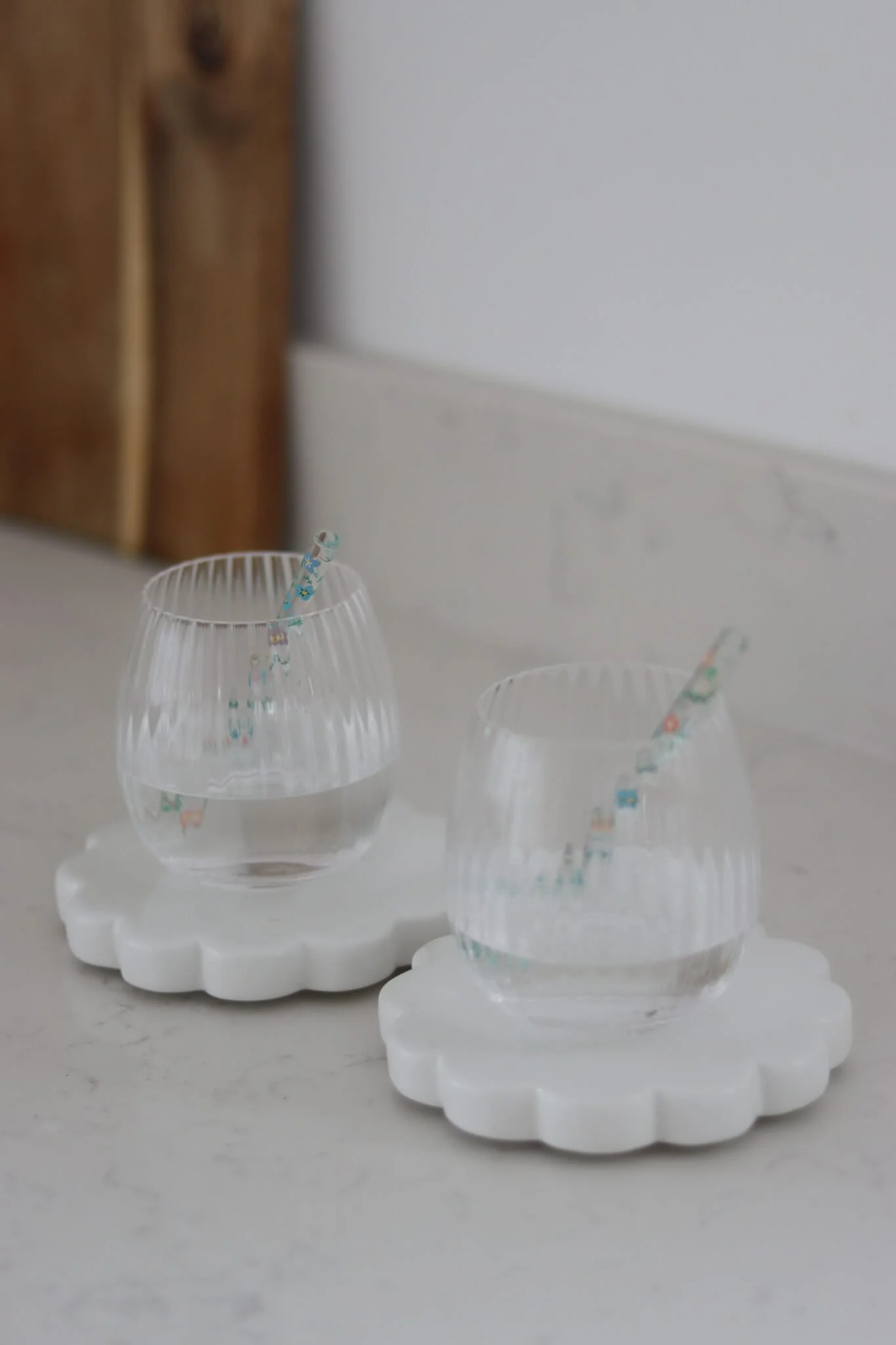Set of 2 Glass Tumblers - Round/Ribbed